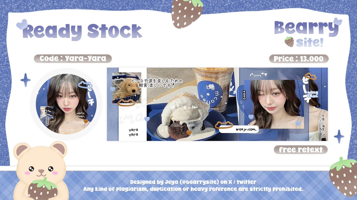 bearrysite's tweet image. help repost? thank youu

haii aku membawa layout ready stock wonyoung lagii, pricenya 13k yaa bisa dijemput sekarang via dm! ♡

rs #zonauang #zonaba