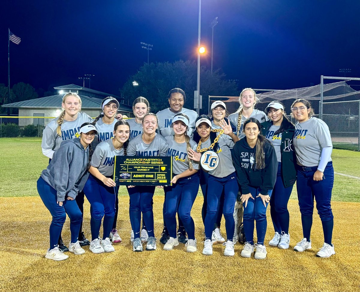 Impact Gold National Jackson 16U (@ig_jackson16u) on Twitter photo AFCS BOUND!! Went 3-0 and outscored our opponents 20-3 to punch our ticket to the Alliance Fastpitch Championship Series next summer!! INDY HERE WE COME!! <a href="/thealliancefp/">The Alliance Fastpitch</a>
#betheimpact #trusttheprocess #goldblooded #igjackson16u AFCS BOUND!! Went 3-0 and outscored our opponents 20-3 to punch our ticket to the Alliance Fastpitch Championship Series next summer!! INDY HERE WE COME!! <a href="/thealliancefp/">The Alliance Fastpitch</a>
#betheimpact #trusttheprocess #goldblooded #igjackson16u