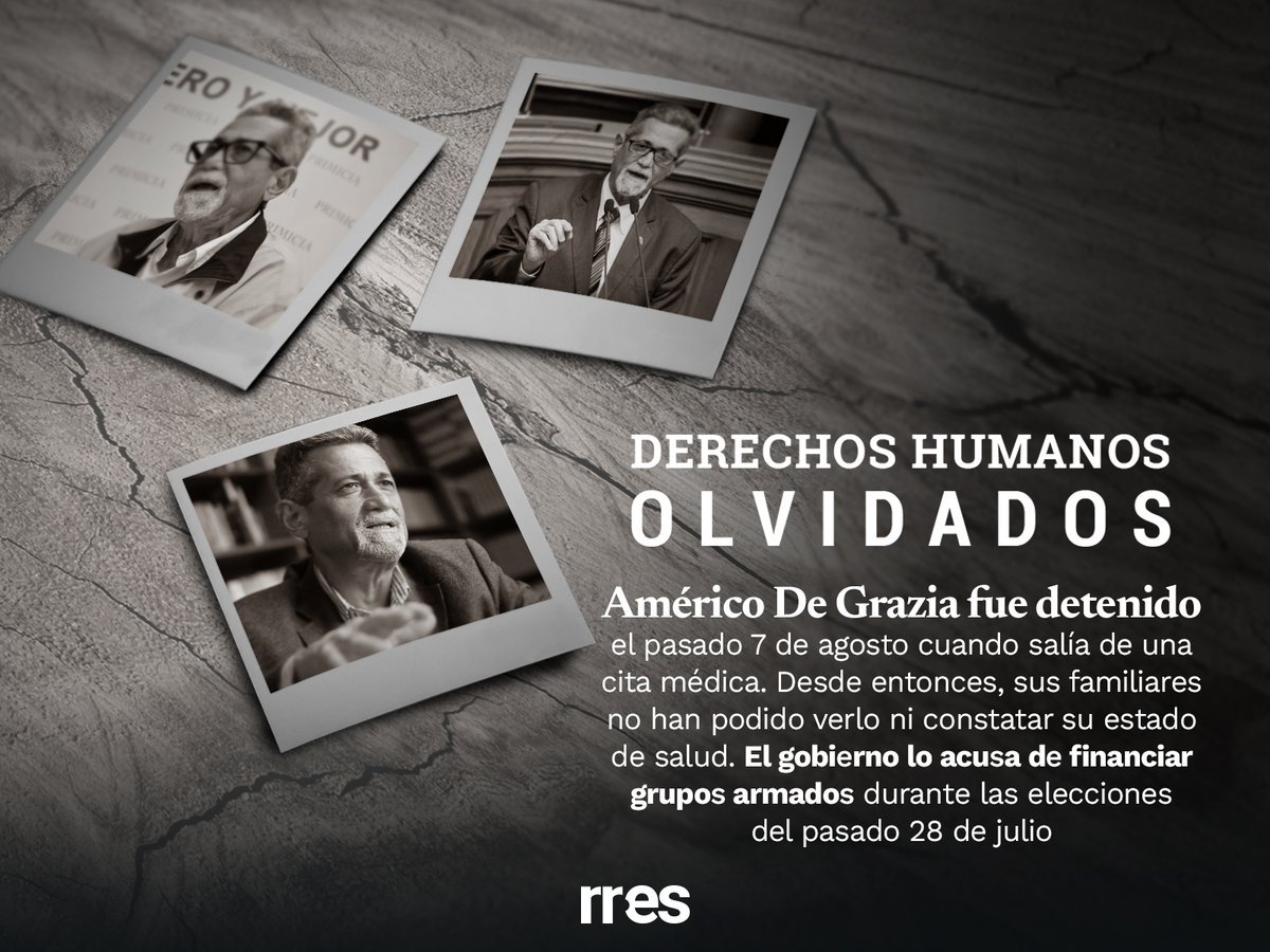 DDHH Olvidados | Américo De Grazia tiene una condición de salud delicada. El malestar que estaba presentando en sus pulmones a causa de una bacteria, amerita que cumpla un tratamiento con antibióticos durante varios meses runrunes.org/el-megafono/dd…