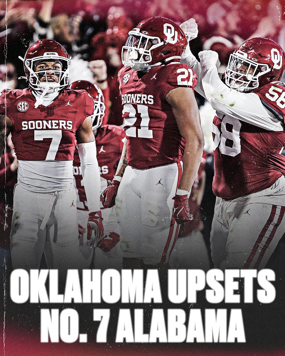 BOOOOOMER‼️

OKLAHOMA STUNS NO. 7 ALABAMA IN NORMAN 😤 

<a href="/OU_Football/">Oklahoma Football</a>