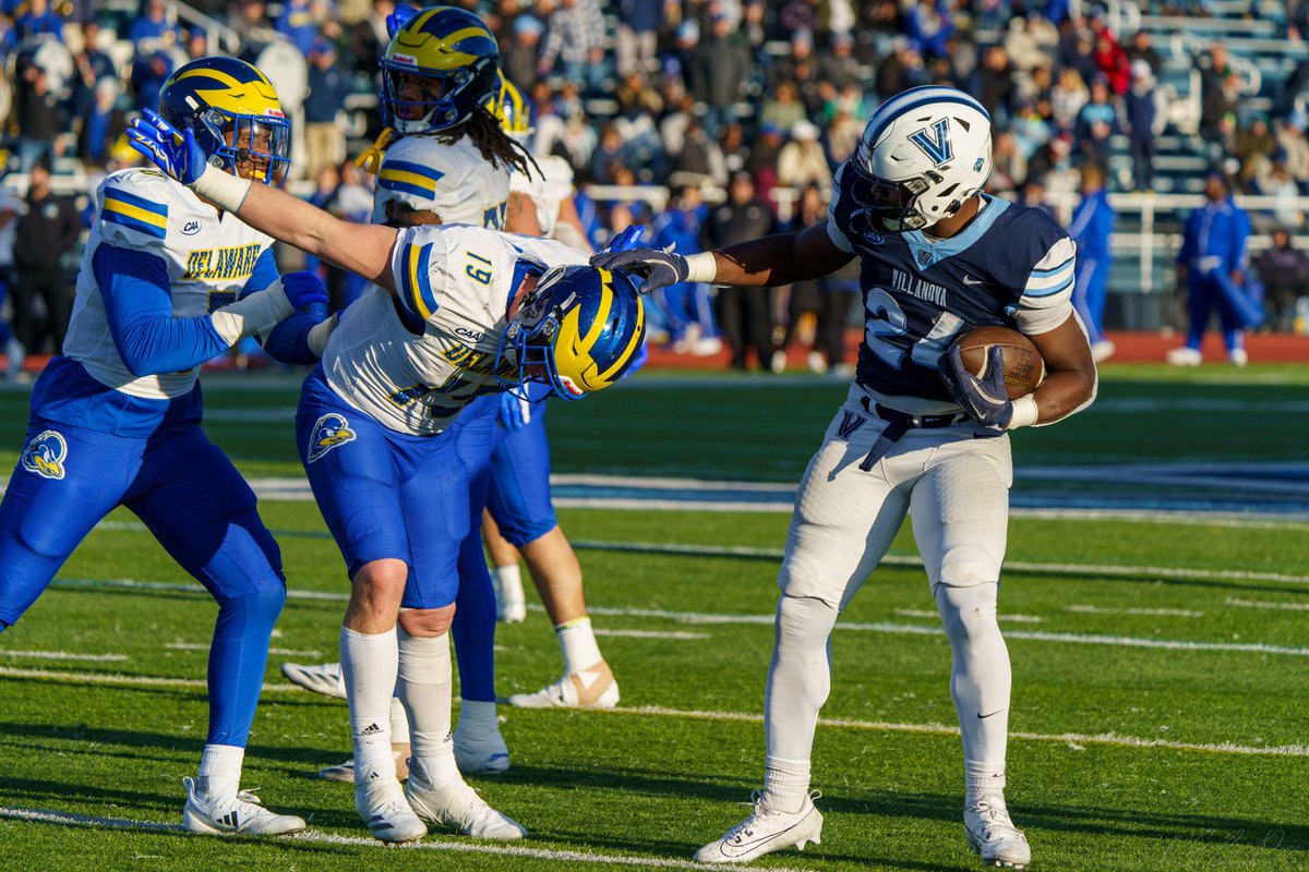 Battle of the Blue 
<a href="/NovaFootball/">Villanova Football</a> 38 to <a href="/Delaware_FB/">Delaware Football</a> 28
Nova with the win. 
<a href="/NovaAthletics/">Villanova Athletics</a>