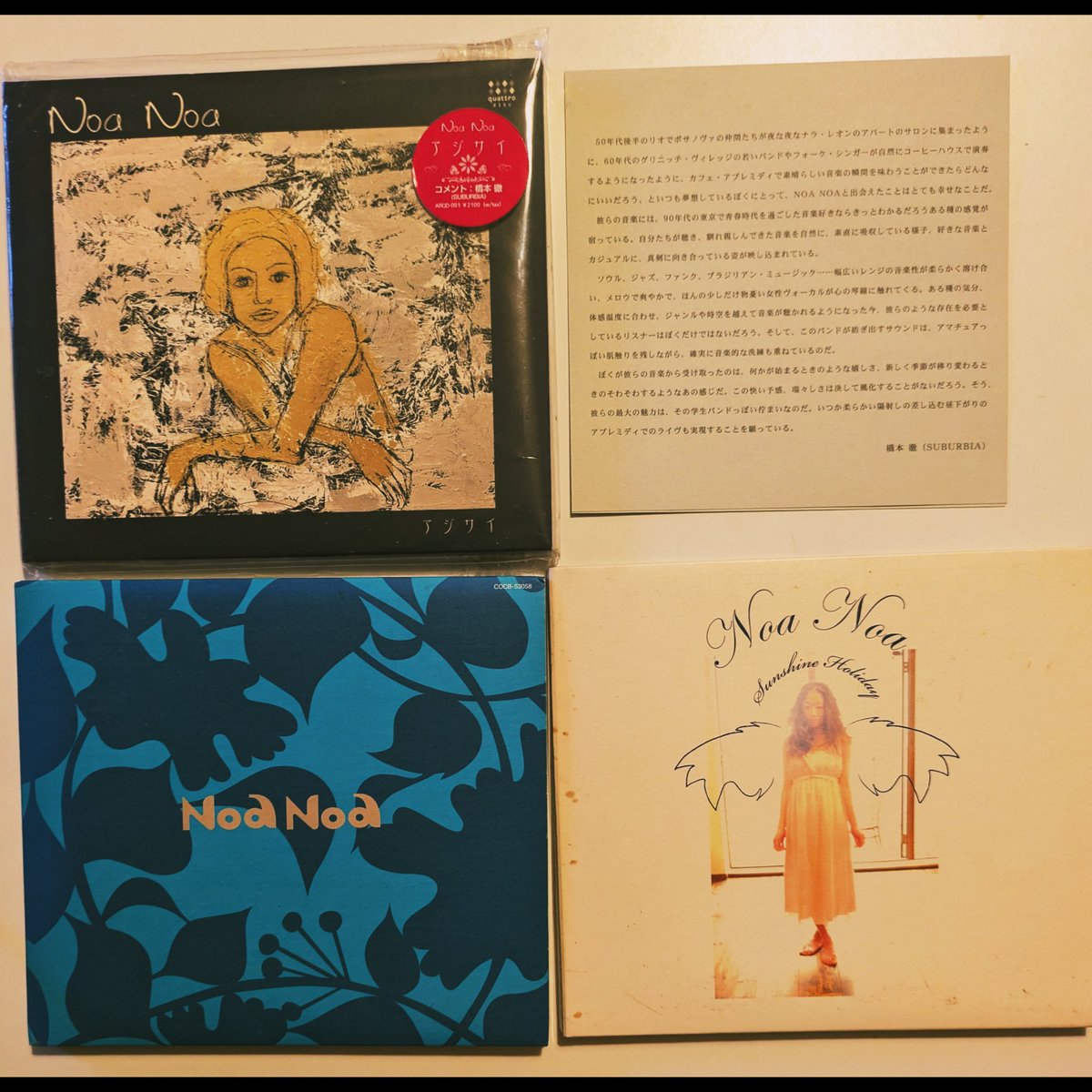 Noa Noaのライブを観たのは20年近く前(!)の恵比寿ガーデンプレイスでのフリーライブ以来かも。今でも思い出したように聴くし9/1にやったイベントvibe chant-さよならメロウな夏の日でもone summer loveをかけた。1stのアジサイは橋本徹さんがコメントを寄せている。叶うならバンド編成でライブ観たい!