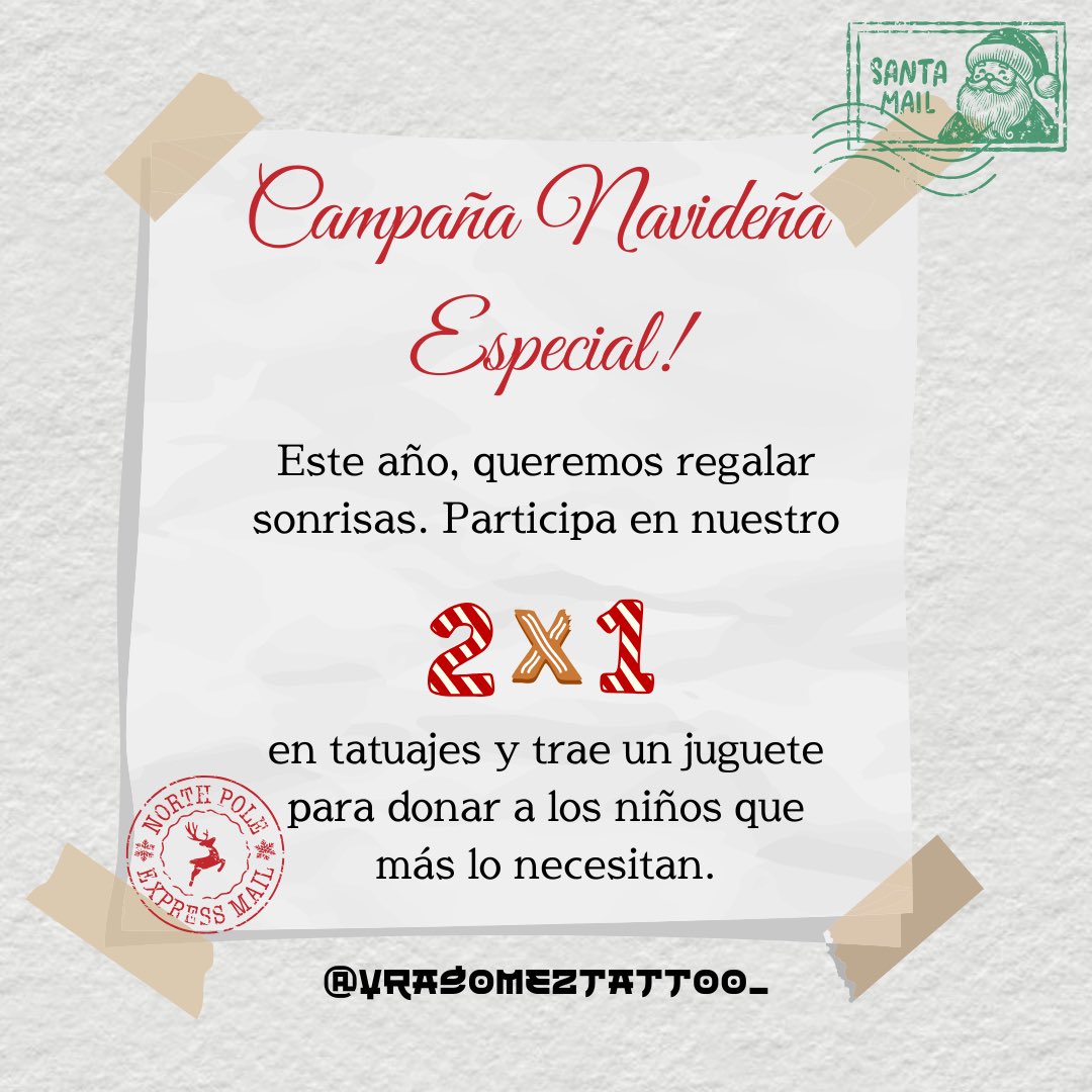 _UnaInusual's tweet photo. Campaña navideña 
En esta Navidad, regálate un tatuaje y regala felicidad, 2x1 en tatuaje, menciona a ese amigo con quien quieres regalar una sonrisa 😊 

#Barranquilla #tattooartist #tatuajesconcausa https://t.co/esdj2YwhW0