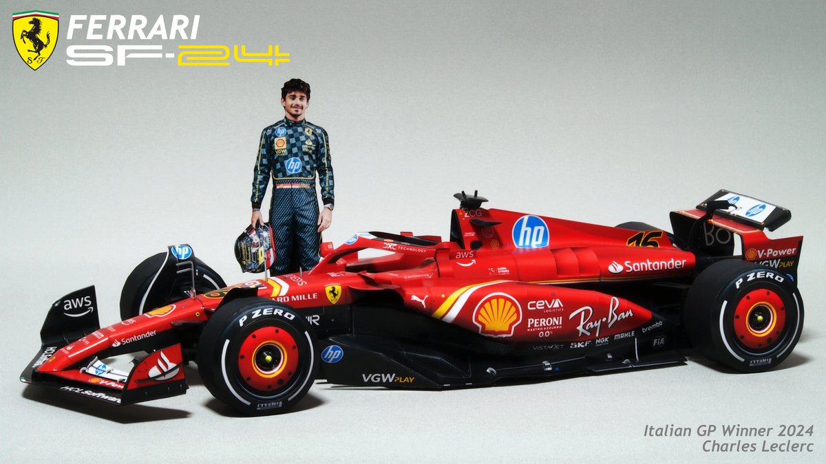 Paper Craft 1:12 Ferrari SF-24 Charles Leclerc Italian GP Winner