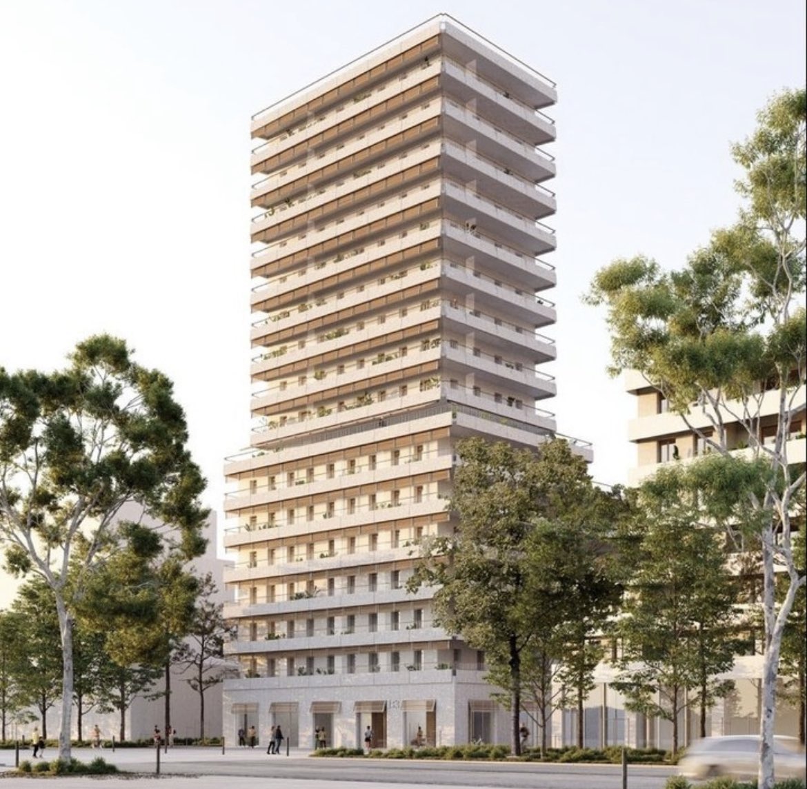 SustainableTall's tweet photo. Competition winning 17-storey tower in Marseilles by Parc Architectes 

A super efficient plan with a great diversity of apartment types. But one fire stair like this wouldn’t be legal in many places! https://t.co/WnTE7FYLMY