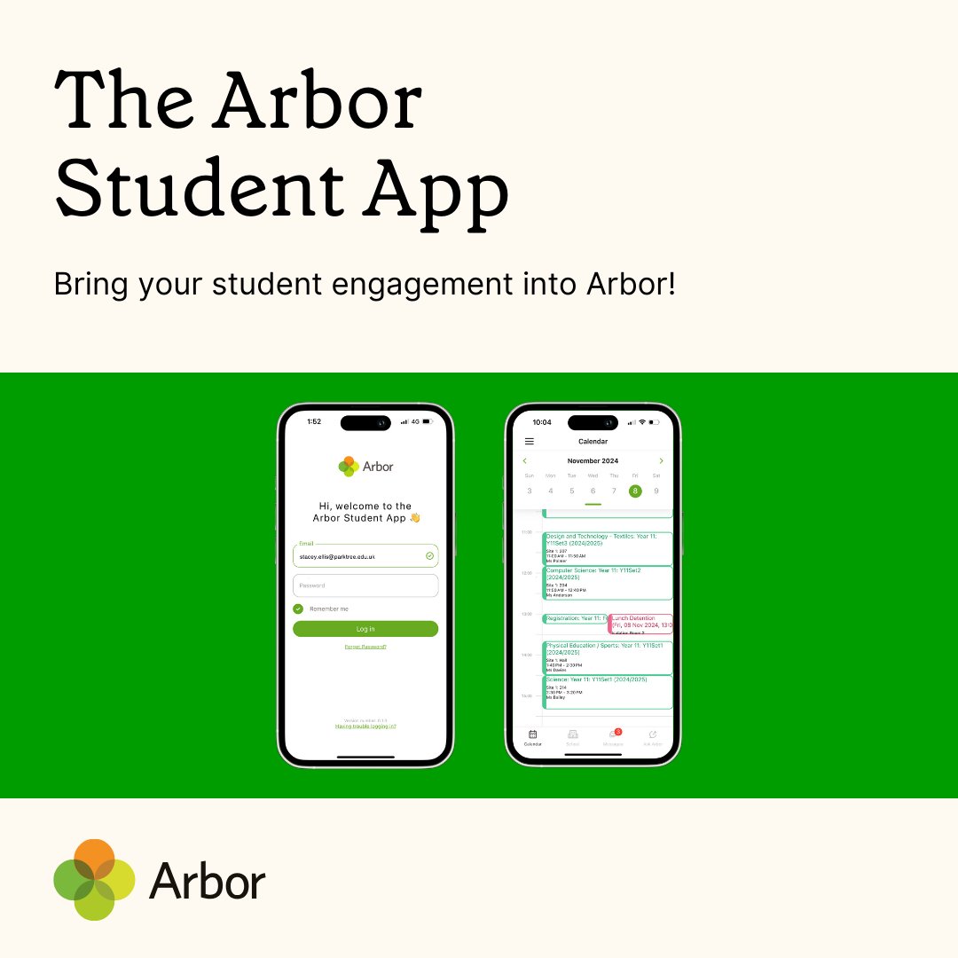 Arbor Education (@arboredu) on Twitter photo In case you missed it, we launched the Arbor Student App this week! 📱
Read our blog to find out more: hubs.li/Q02ZbXvc0 In case you missed it, we launched the Arbor Student App this week! 📱
Read our blog to find out more: hubs.li/Q02ZbXvc0