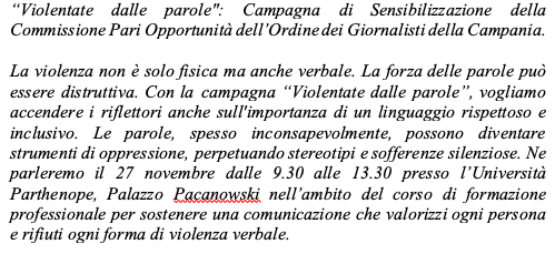 cpo_odgcampania's tweet photo. Violentate dalle parole
#25novembre #nonunadimeno #stopallaviolenzasulledonne #ViolentateDalleParole #StopViolenzaVerbale #PariOpportunità #OrdineGiornalistiCampania https://t.co/q5wiWZjjVD