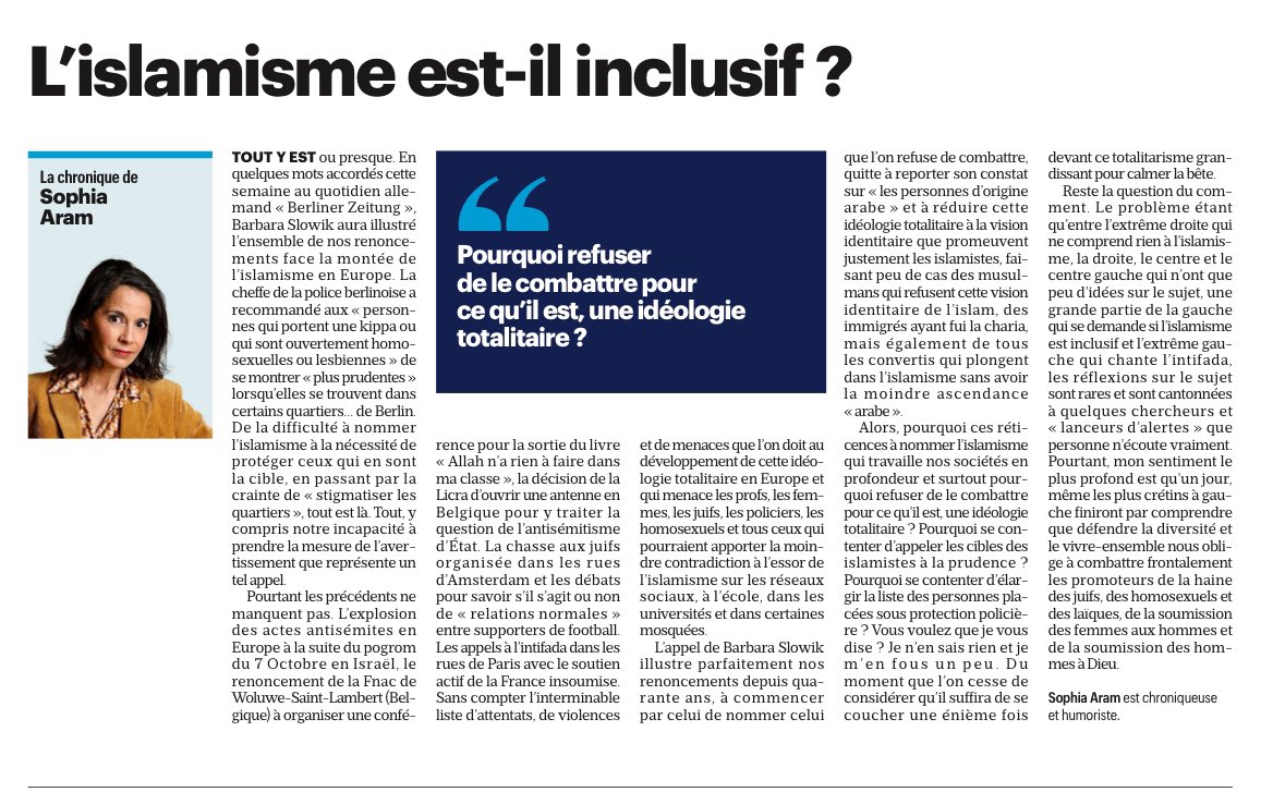 SophiaAram's tweet photo. L'islamisme est-il inclusif ? 
#Berlin 
@le_Parisien https://t.co/FIeQROHP74