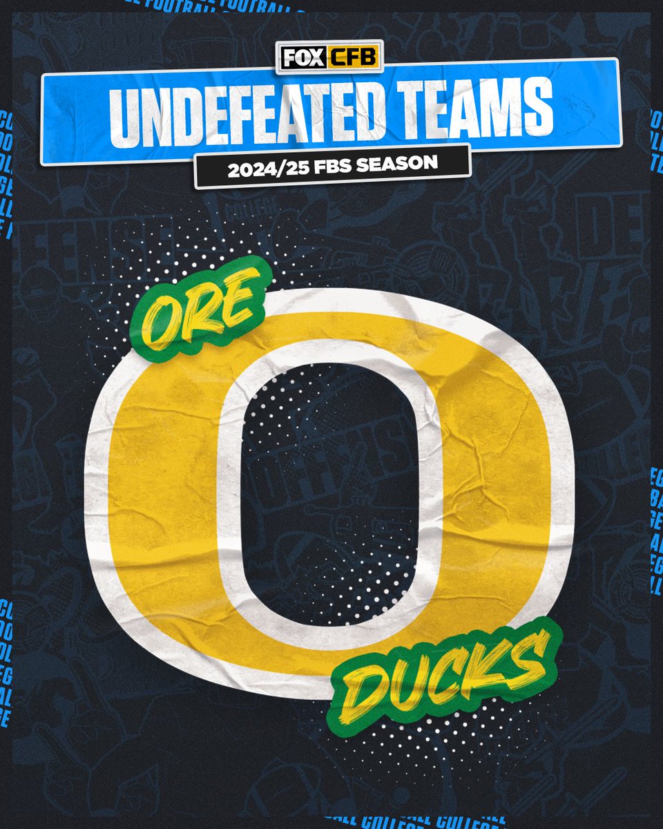 FOX College Football (@cfbonfox) on Twitter photo AND THEN THERE WAS ONE 💯🦆
Only <a href="/oregonfootball/">Oregon Football</a> fans can say their team is still undefeated this season 🙌 AND THEN THERE WAS ONE 💯🦆
Only <a href="/oregonfootball/">Oregon Football</a> fans can say their team is still undefeated this season 🙌