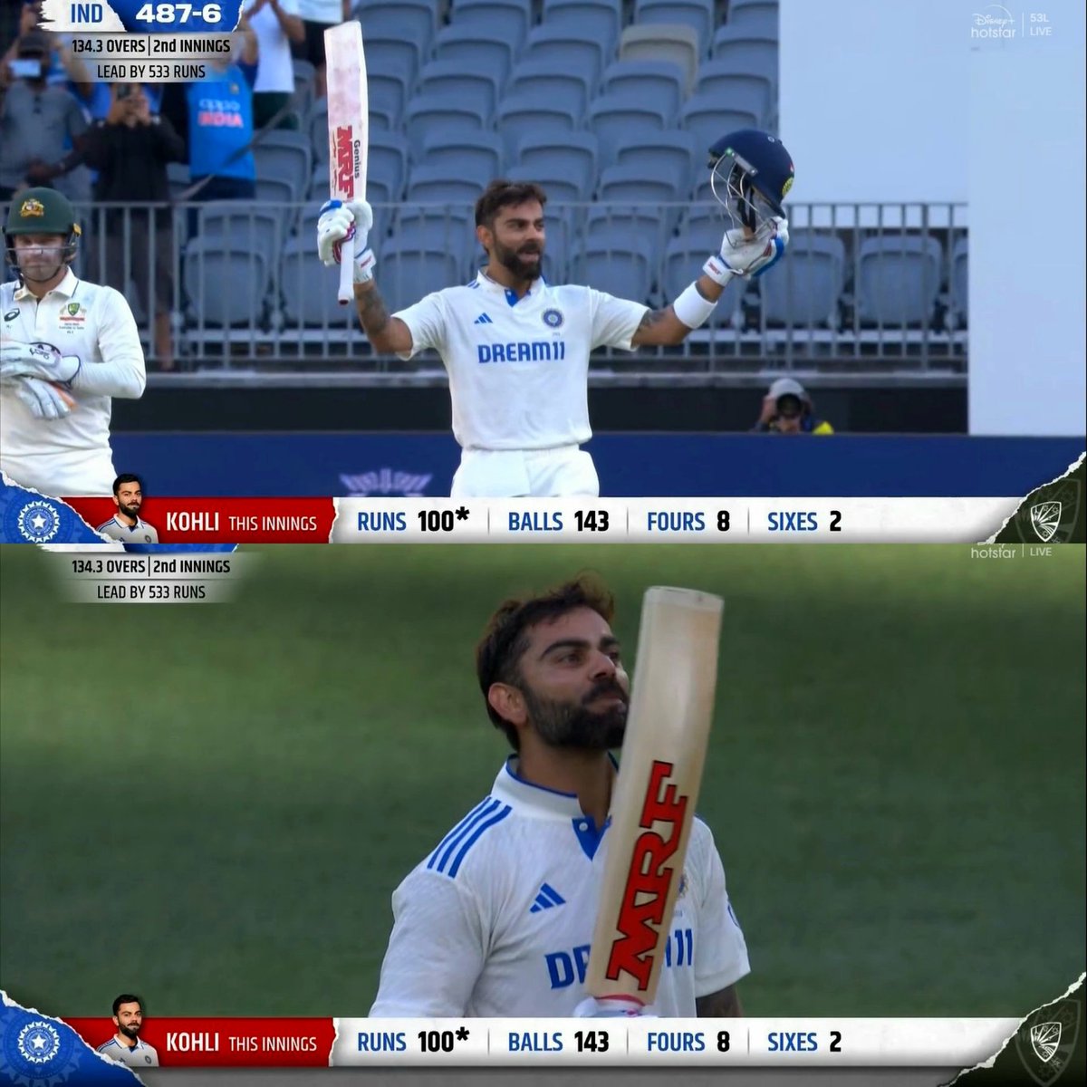 sunilraj111's tweet photo. Virat Kohli Hundred #30intest #Centuryno81 #INDvAUS https://t.co/qepKtHDkj7