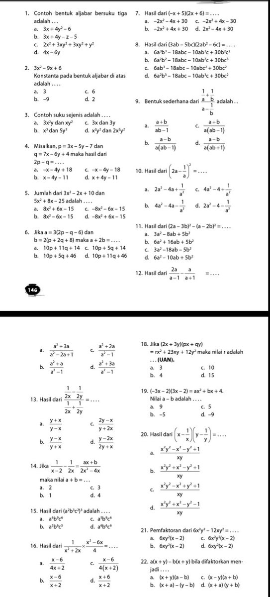Studylazy_'s tweet image. 📖58 Latsol Aljabar Dasar - PK UTBK

Harap mengerjakan berurutan karena latsol ini sdh disesuaikan levelnya mulai dari SMP &amp;gt; UN SMP &amp;gt; UTBK🦉

Sc: Pdf Scribd, Buku Big Bank SMP, Wangsit Om Jero 2025☘️

KJ? Aku drop di bawah👇🏻
