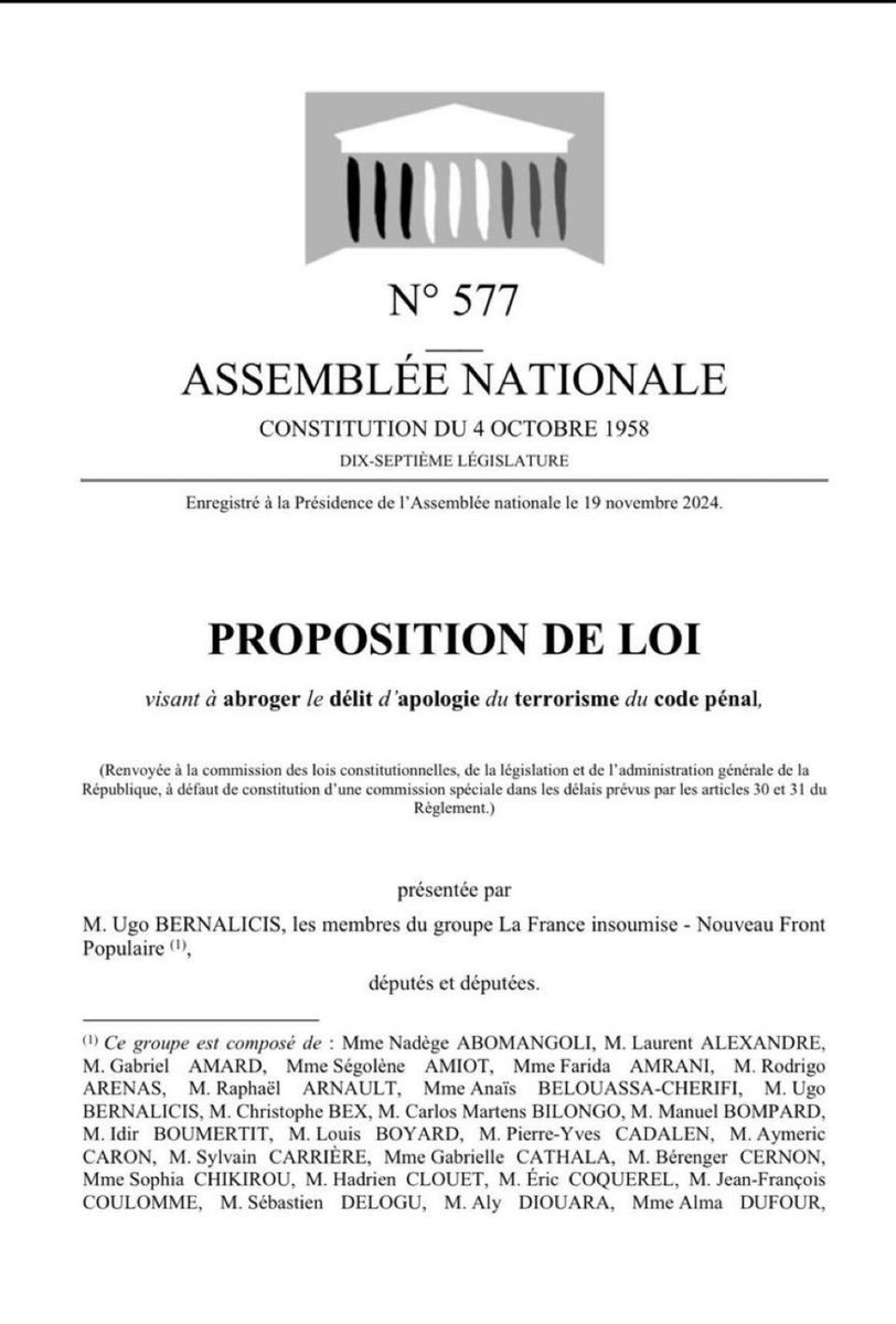 Les choses sont désormais claires ; la <a href="/FranceInsoumise/">La France insoumise</a> assume soutenir les actes de terrorisme partout où ils sont commis, y compris sur le territoire national. Pendant ce temps là, le <a href="/partisocialiste/">Parti socialiste</a> bavarde en conclave…