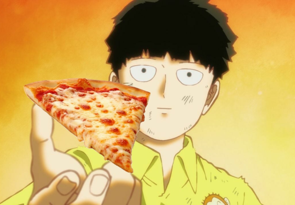 Muffinnley's tweet image. Did you ever notice mob was levitating a pizza in this scene?