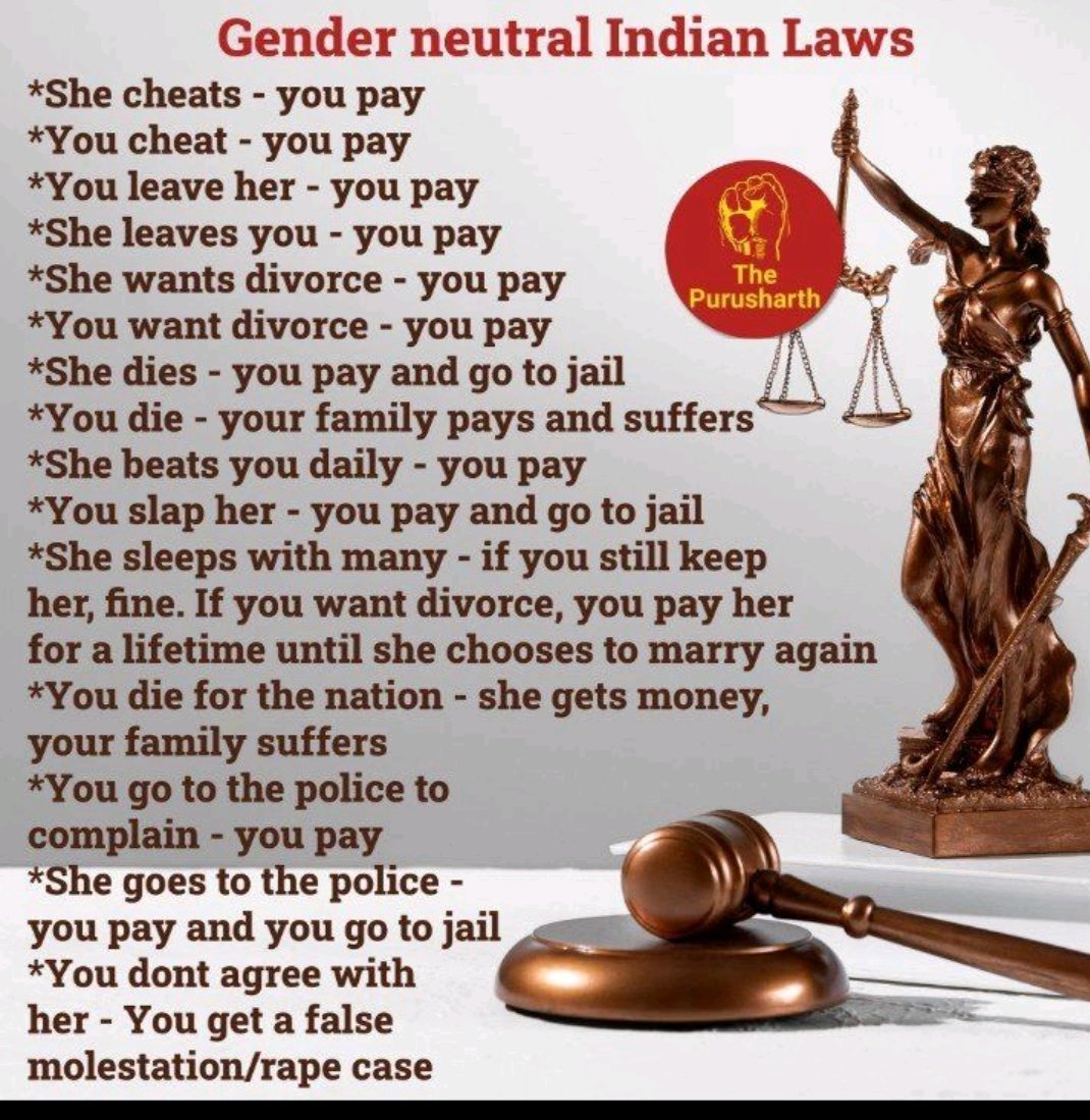 REBELLION_SIFF's tweet photo. #MenToo #Menrights #savemenfromsucide #GenderBiasedLaws #PinkTerrorism #HusbandSuicide #Meninists #1CroreAlimony #WomanIsABurden #MarriageStrike #MaleGenocide #FalseAccusations #JusticeForMen #ProtectTheInnocent #EndMisuseOfLaw #StandUpForMen
stand for real victims of abuse!! https://t.co/zvFTId62kM