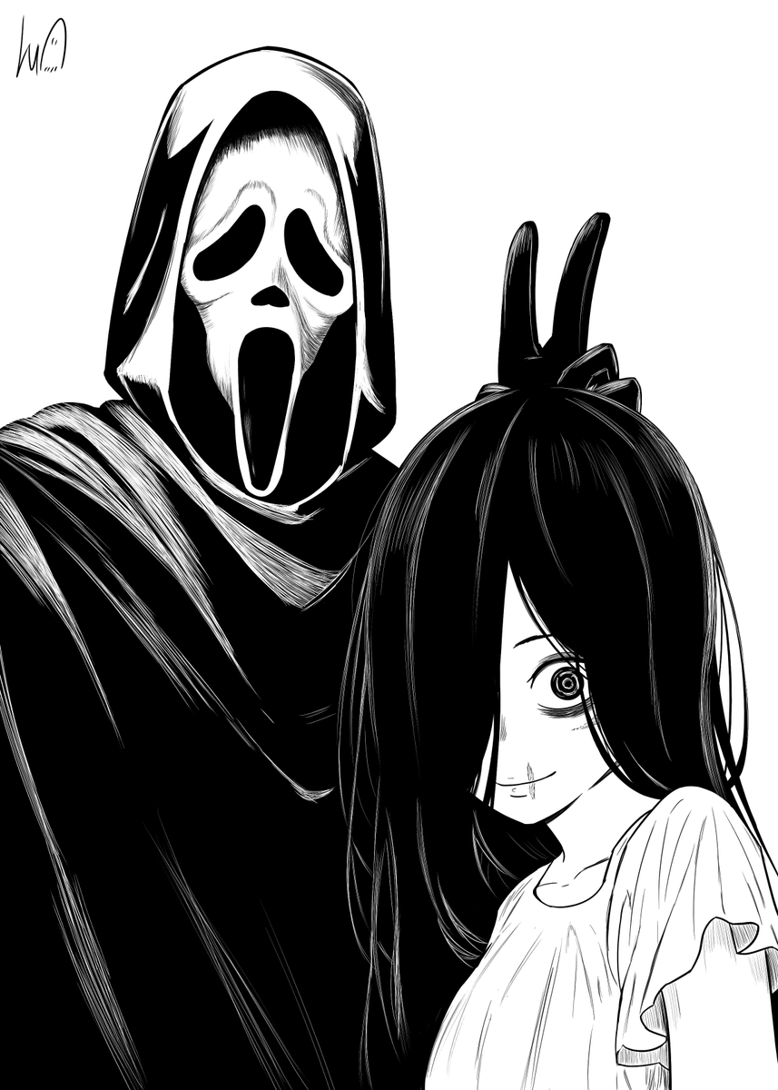 Lughostin's tweet photo. Ghostface and Sadako commission! https://t.co/rsSDC5wwkU
