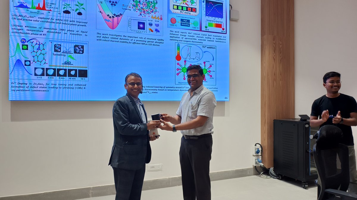OpticaChap43730's tweet photo. We are excited to share that the IITH OPTICA Student Chapter successfully organized an engaging talk titled "Negative Thermal Expansion Materials as Emerging Phosphor and Optical Thermometry" on 16-08-2024. The lecture was delivered by Dr. Santosh K. Gupta, a scientist from BARC. https://t.co/Y6CNraMOpw