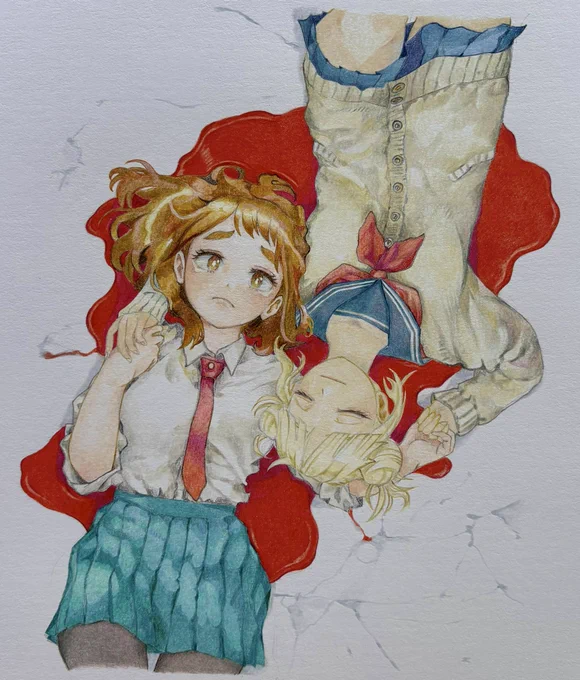 ヒロアカ表情を変えて模写してみた。この2人の関係が好きでした#ヒロアカ #色鉛筆イラスト 