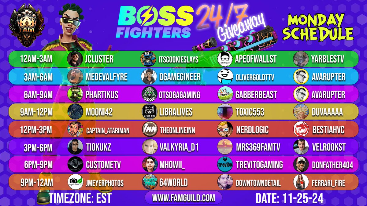 In less than 24 hours FAM streamers will give thanks by giving back to the community. Over $3,000 in prize value in one day!!! Party starts 12am EST Monday. Pregame starts Sunday night at FAMGuild.com.