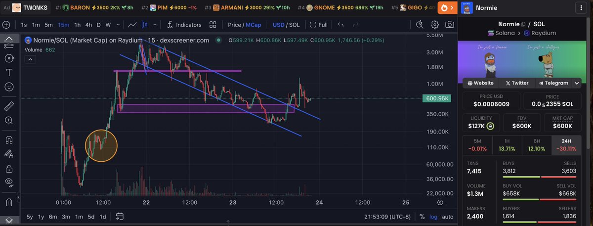 lukeTDD's tweet photo. $NORMIE - SAME SPOT AS THE ORANGE CIRCLE BUT MULTIPLE HUNDRED'S OF THOUSANDS HIGHER MC!