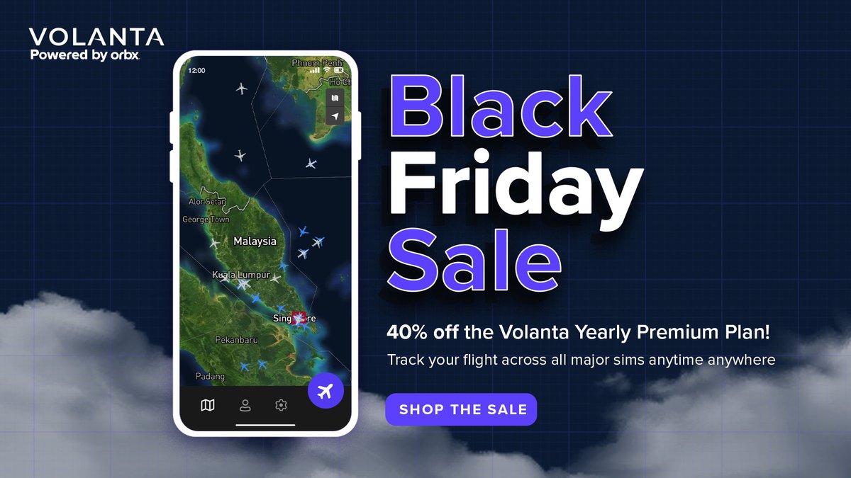 🚨 Black Friday Sale: 40% Off Volanta Premium! 🚨

Unlock top features like mobile tracking, real-world schedules, flight parties, &amp; more! ✈️

Hurry—this limited-time offer won’t last! Log in to access the sale > volanta.app

#Volanta #BlackFriday #FlightSim #Sale