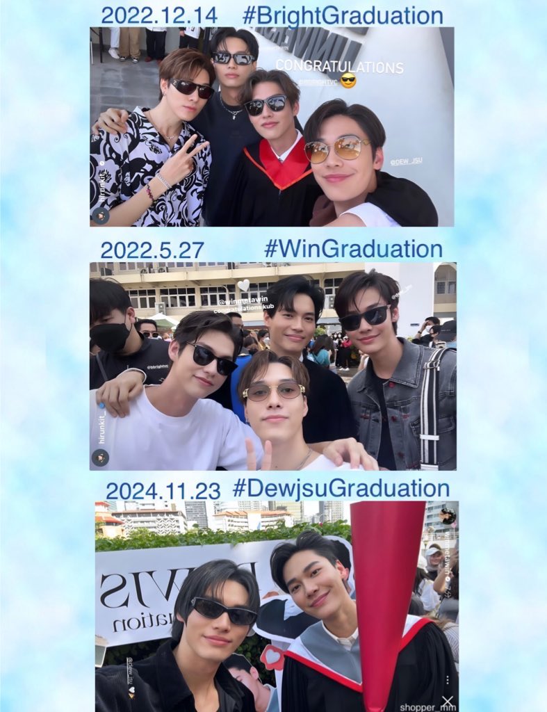 shopper_mm's tweet photo. F4の卒業式🎓が終わり..自撮り画像まとめ📸✨年齢順
2022.12.14 #BrightGraduation NaniカメラでDewが撮影
2022.5.27 #WinGraduation Naniカメラで Naniが撮影
2024.11.23 #DewjsuGraduation WinカメラでWinが撮影
☺️セルフィーだからかどれも素敵な表情で宝物✨
#bbrightvc #winmetawin #dew_jsu https://t.co/p9VEx9Lwtq
