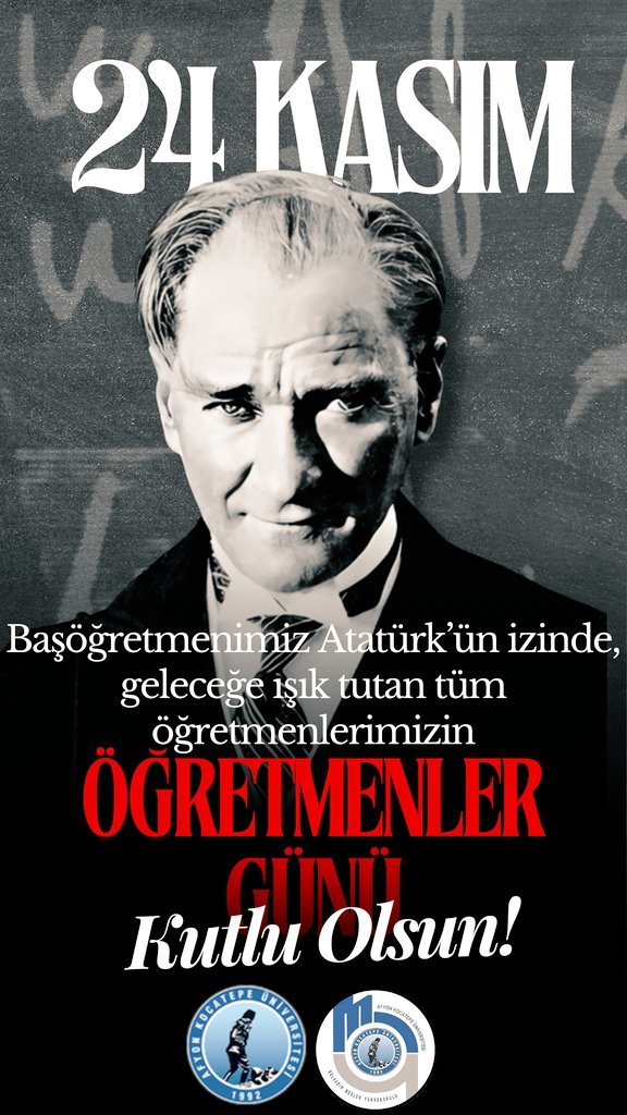 Başöğretmenimiz Atatürk’ün izinde, geleceğe ışık tutan tüm öğretmenlerimizin Öğretmenler Günü Kutlu Olsun...

#24KasımÖğretmenlerGünü
#24Kasım
#öğretmenlergünü

#BolvadinMeslekYüksekokulu
Kadim Kent Güzel Gelecek
#VizyonumuzGeleceğiniz

<a href="/kocatepeuniv/">Afyon Kocatepe Üniversitesi</a> <a href="/Karakas1969/">Mehmet Karakaş</a>