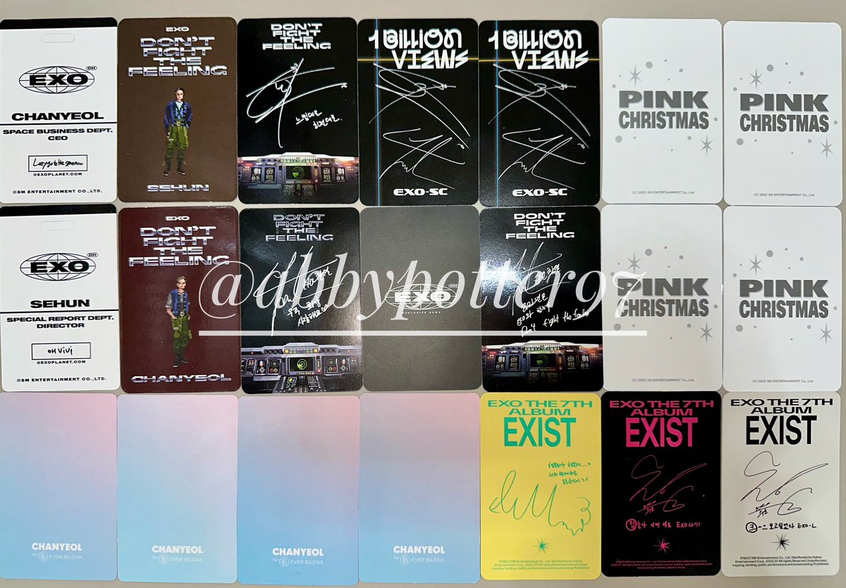 abbypotter97's tweet image. wts lfb #exo sparks random photocards
exo dftf, 1b views, exist album, pink christmas, pcy ever bilena set

₱4200 set
-onhand 21 official pcs
-selling as set only
-dop 5 days
-dm for pc condi 
-reply/dm to claim
-w/ freebies

📌sehun chanyeol kyungsoo suho xiumin chen baek kai