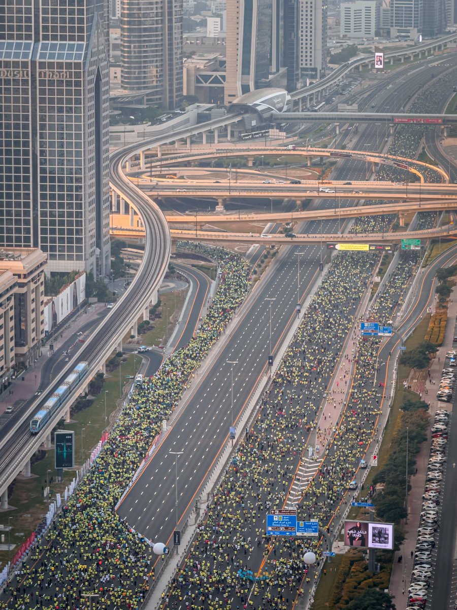 Sajwani's tweet photo. Today morning, Dubai and the arab world’s busiest and the most important road, Sheikh Zayed Road E11 turned into the world’s biggest running track. 

Dubai Run 🏃🏻 🇦🇪 https://t.co/T9aDZimDfY