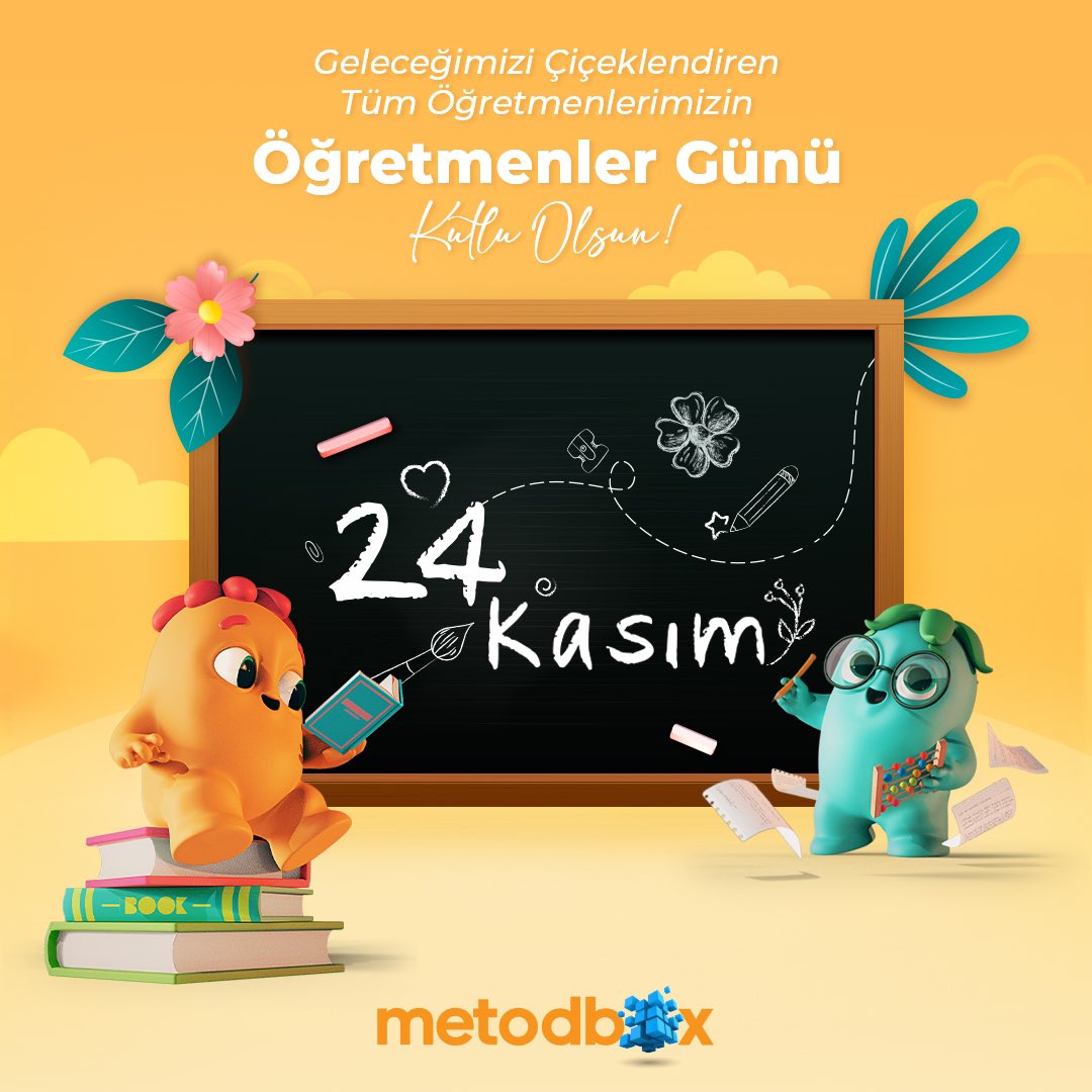 Sabırla ve özveriyle geleceğimizi şekillendiren, bizleri çiçek gibi açtıran tüm öğretmenlerimizin 24 Kasım Öğretmenler Günü kutlu olsun. ✨🎉 
Her birinizin emekleri paha biçilmez, iyi ki varsınız! ❤️ 📚📖
#metodbox #24kasım #ogretmenlergunu