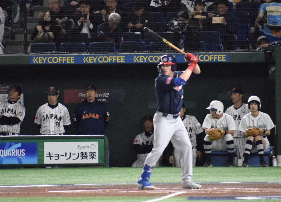 yamatoclimber's tweet photo. プレミア12暫定ホームラン王（5本）のライアン・ウォードはドジャース3A。今大会の活躍でメジャー昇格すれば来年3月の開幕戦で東京ドーム再来日。外野手だが今回のようにDHなら大谷翔平という宇宙一の野球選手とポジション争いが待っている。 https://t.co/ERxXpjDg7I