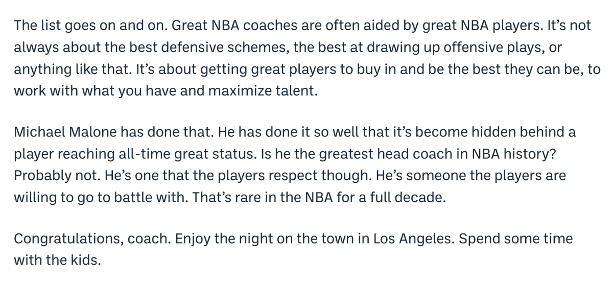 NBABlackburn's tweet photo. NEW for @MileHighSports 

Michael Malone is the all-time winningest coach in Denver Nuggets franchise history.
https://t.co/mOwBtg69M3 https://t.co/oWGci1V8Af