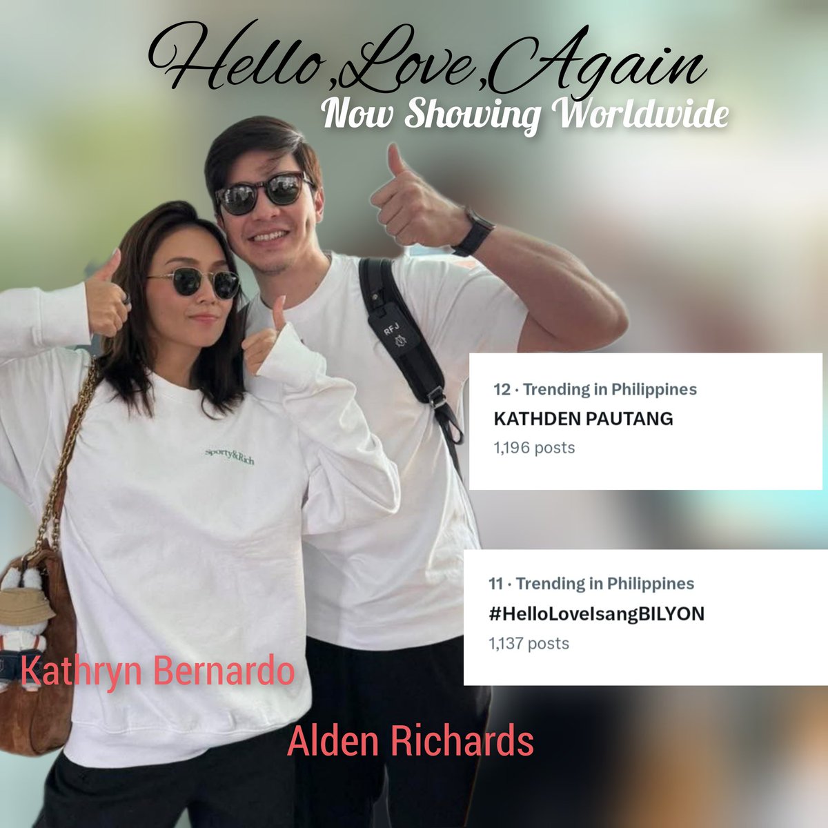 DAbbyvl's tweet photo. Eyyy Atty Eytyseben and Client Tisoy... Sa isang bilyon iniambag naming lahat na nagmamahal at nagpuyat sa inyo...bekenemen maaambunan nyo kami ng isang matinde tindeng ayuda  hehehe beke lang nemen.. please.🙏 @aldenrichards02 @bernardokath
Hello Love Again NOW showing in theaters near you!!!
#HelloLoveAgain
