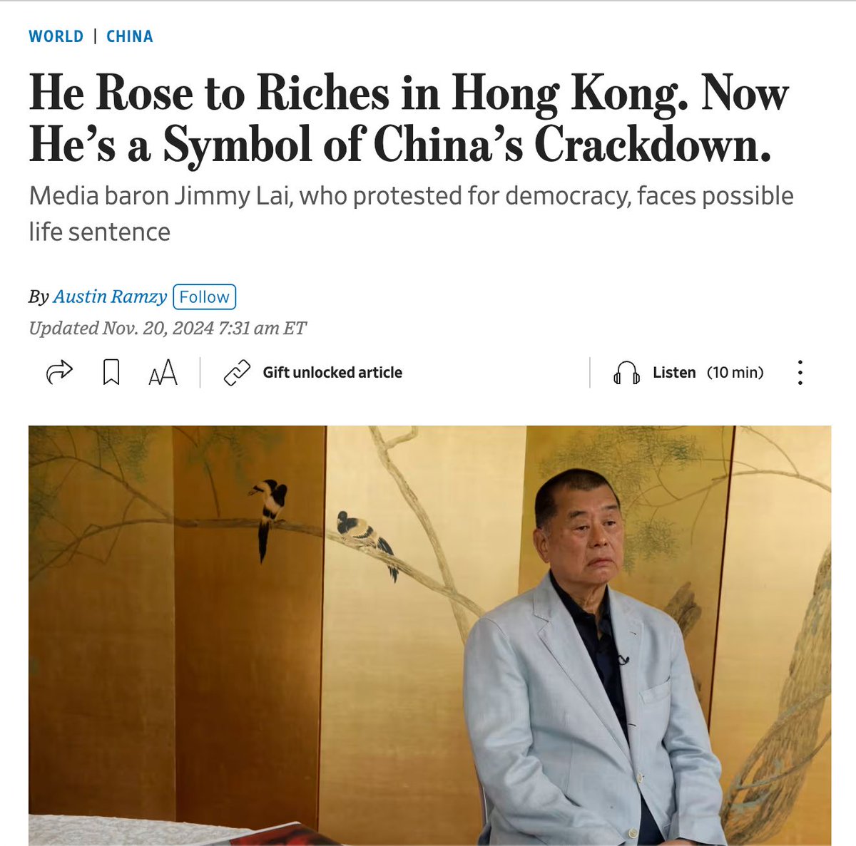 The Campaign for Hong Kong (@campaign4hk) on Twitter photo "If Hong Kong helped make Lai, it is now trying to break him." #FreeJimmyLai via <a href="/austinramzy/">Austin Ramzy</a> buff.ly/4fSQadS "If Hong Kong helped make Lai, it is now trying to break him." #FreeJimmyLai via <a href="/austinramzy/">Austin Ramzy</a> buff.ly/4fSQadS