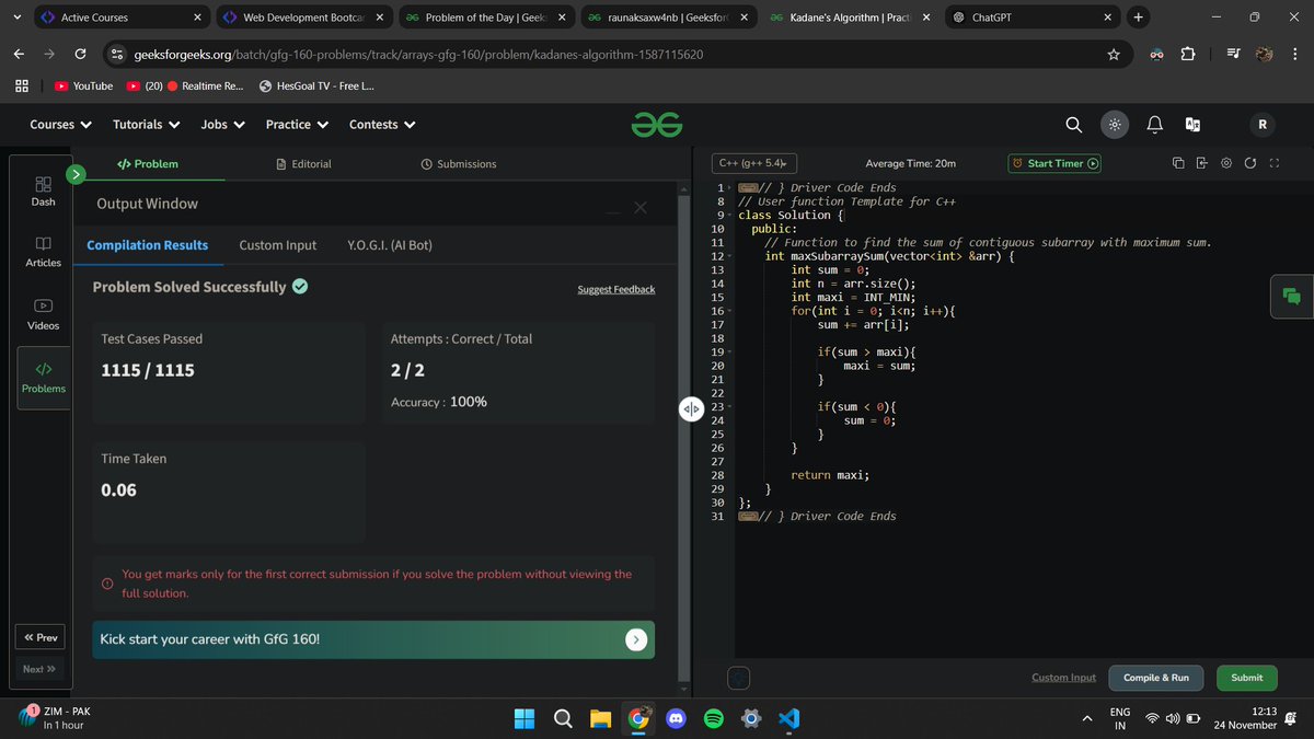 raunakcode's tweet image. Day 9/160     
Completed todays problem.        
#gfg160 #geekstreak2024