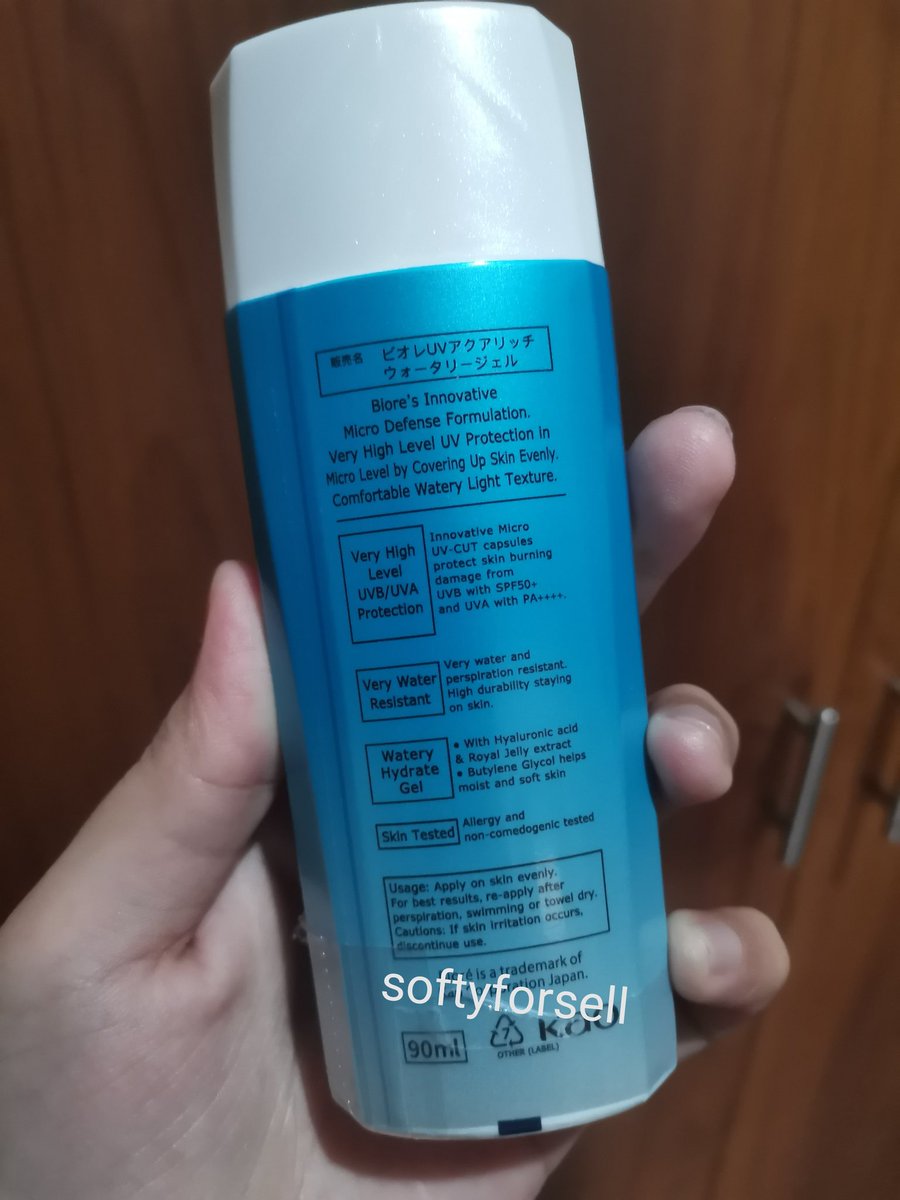softyforsell's tweet photo. ส่งต่อ กันแดด บีโอเร อควาริช วอเตอร์ เจล 90 มล. ใช้ไป 3 ครั้ง 150.- รวมส่งค่ะ

#กันแดด #Biore #ส่งต่อเครื่องสำอาง #ส่งต่อสกินเเคร์มือ2 #สกินแคร์มือสอง #สกินแคร์พร้อมส่ง #ของดีบอกต่อ https://t.co/mBl1Vx3m9Q