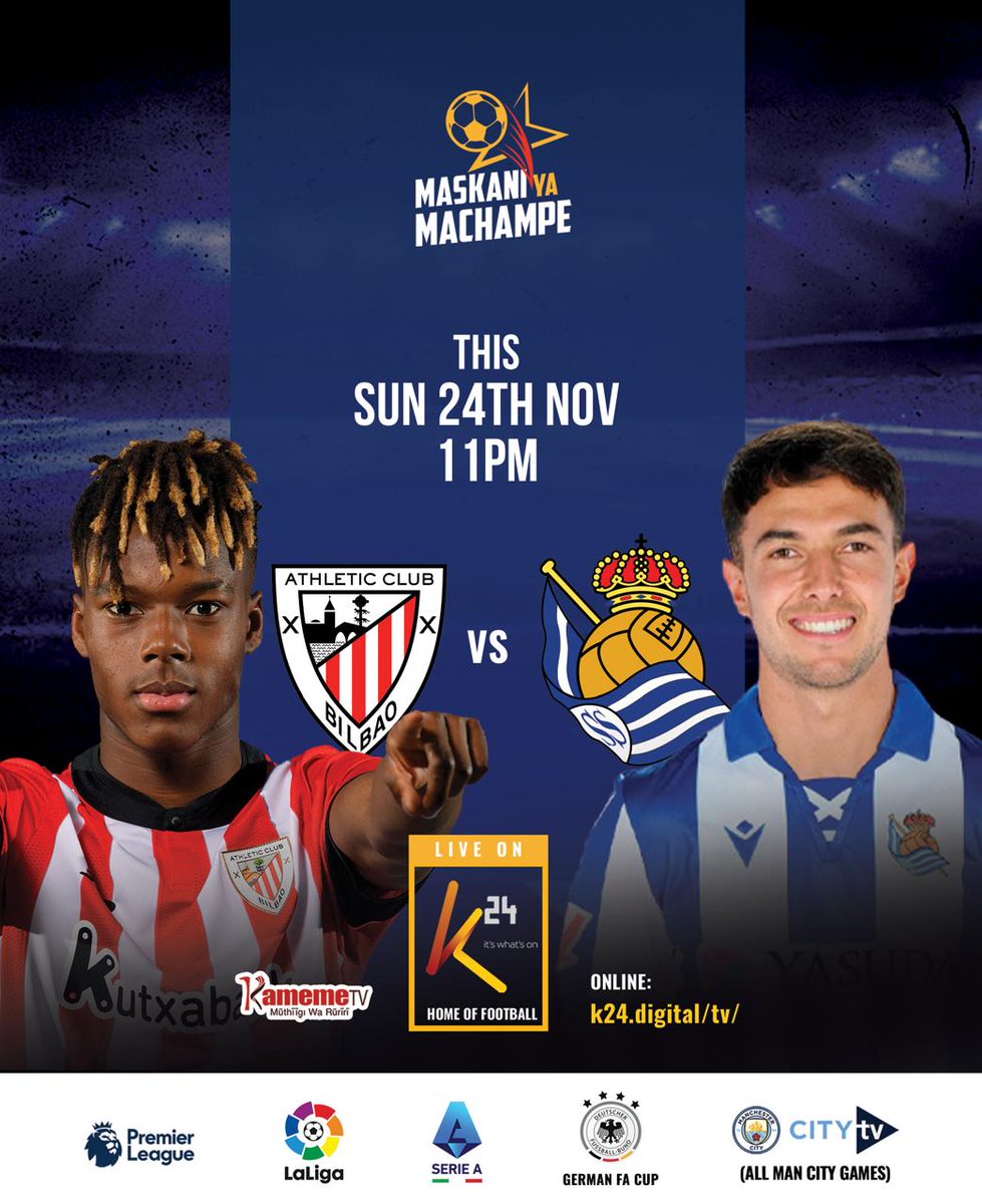 Milele_FM's tweet photo. MatchDay: What are your predictions for this game?

Catch all the action live on K24TV and Kameme TV.

#EPLMaskani #SerieAOnK24TV #LaLigaOnK24 https://t.co/2hEoWcExuf