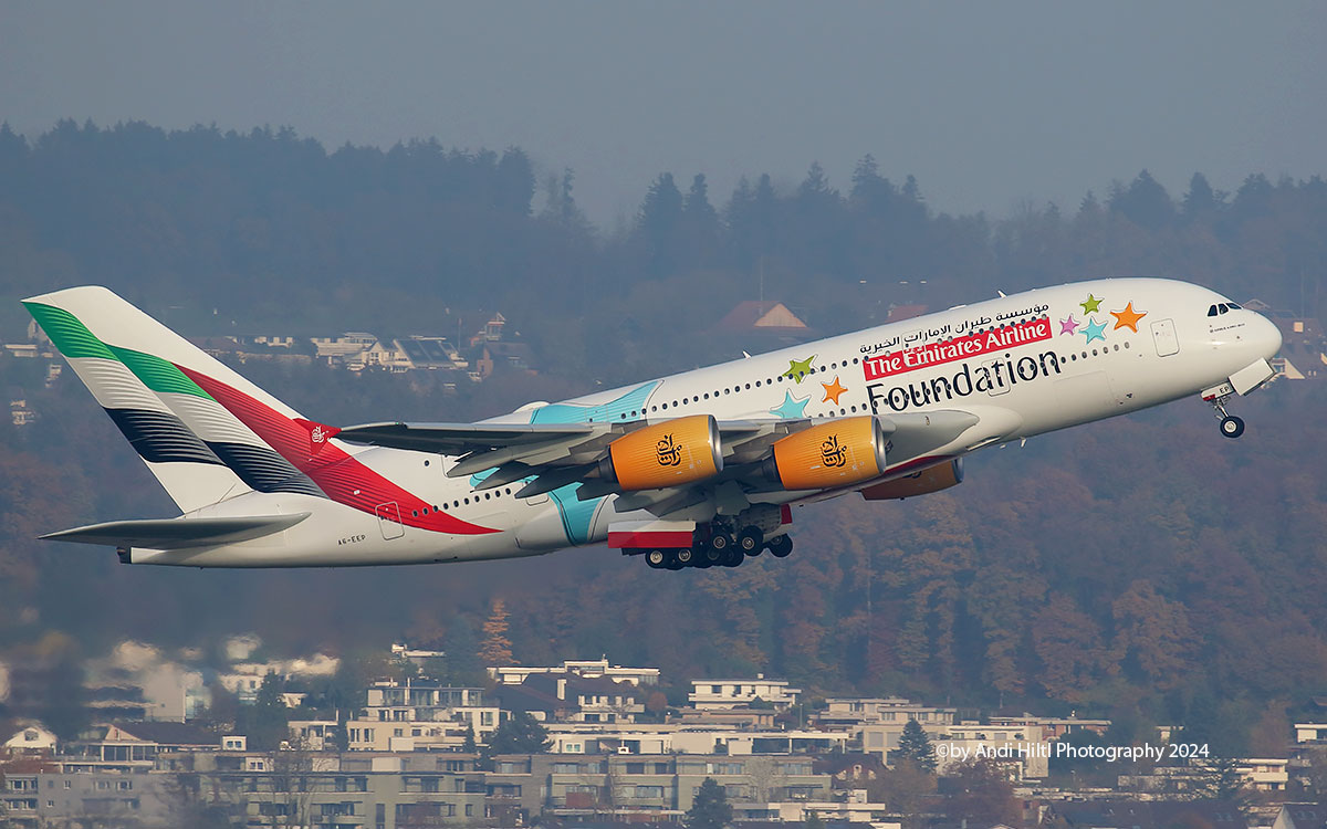 DC10lover's tweet photo. Emirates Airbus A380-861 A6-EEP / ZRH 11. November 2024
"The Emirates Airline Foundation" livery
@Emirates  @Airbus  @a380fanclub #A380 @zrh_airport
 #ZRHFanPhoto #AvGeek #avgeeks #planespotting #spotter #Emirates #aviationphotography #aviationlovers  #jetphotos #aviation https://t.co/9Qf1uh7qKC