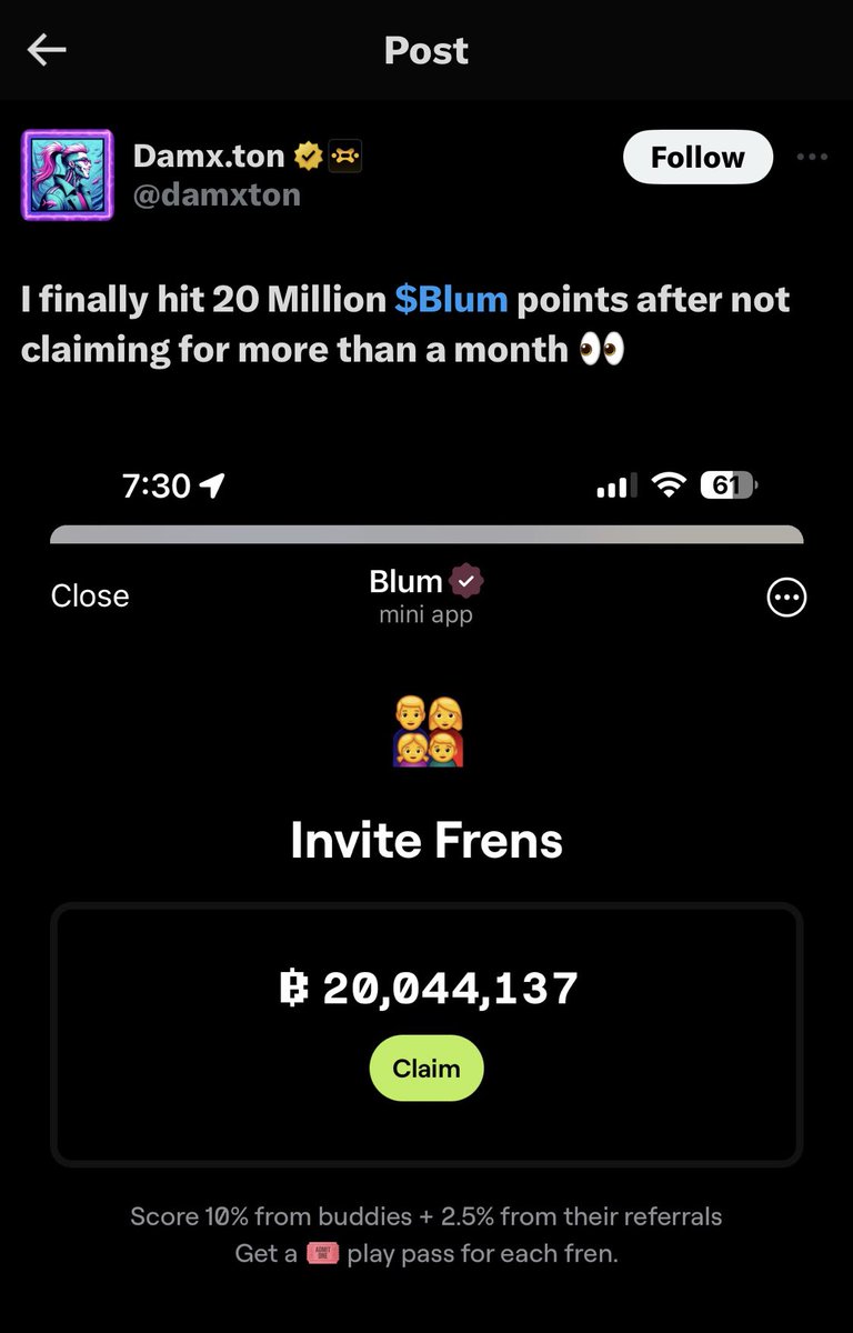 This is unfair, BLUM <a href="/blumcrypto/">Blum</a> should erasing refferal system point or reduce it, cause there thousand of influencer in all social media and will be only they who will get much allocation, we are only get the rest