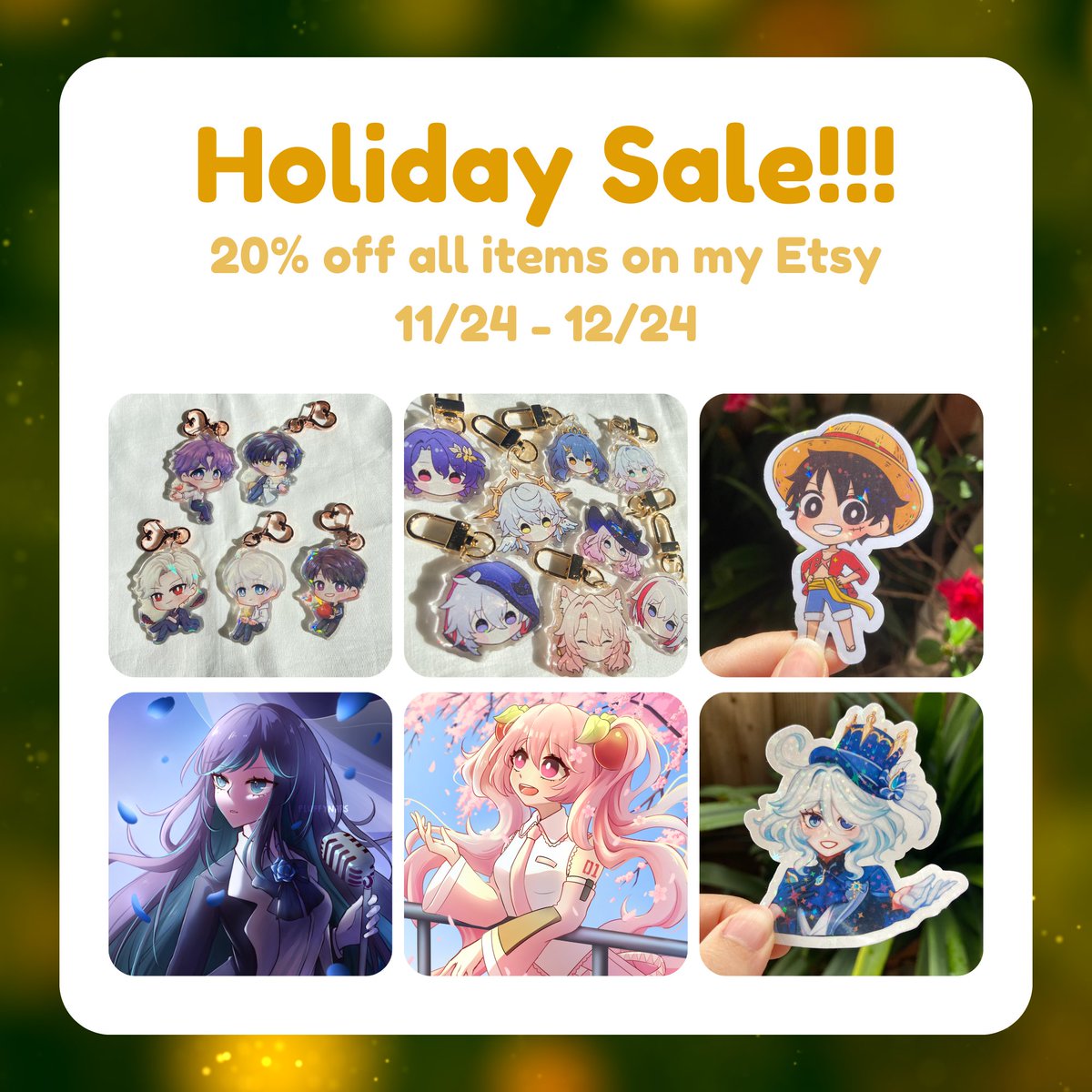FluffyNaps's tweet image. 🌟Holiday Sale!!🌟  

20% off all items on my Etsy from 11/24 - 12/24! 
I sell prints, charms, and stickers!!  

fluffynaps.etsy.com