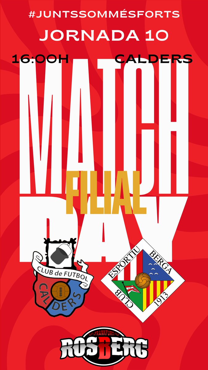 UN 𝐷𝐼𝐴 DE 𝑷𝑨𝑹𝑻𝑰𝑻! 🔥⚽

CF Calders 🆚 FILIAL

Som-hi, Berga! 💪🔴⚪

#CEBerga #SomBerga
#futbolcat | #4cat15
#juntssommésforts ❤️🤍