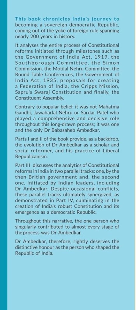 The review of Dr Ambedkar: The Man Who Shaped India’s Democratic Republic by Mr. P. P. Ramachandran- 

Dr.Ambedkar The Man Who Shaped India’s Democratic Republic by Dr. Narendra
Jadhav ; Published by Konark Publishers ; Pages 252 ; Price Rs.895/00.
