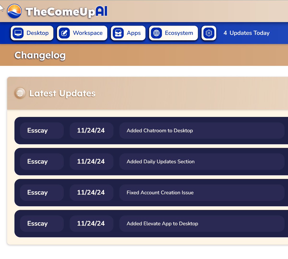 Welcome to our first members and thank you for joining us.

We've added an "Updates" section so you have a clear view of the daily progress we're making.

Our next priority is adding the rewards system, so you can start to see your rewards pile up.