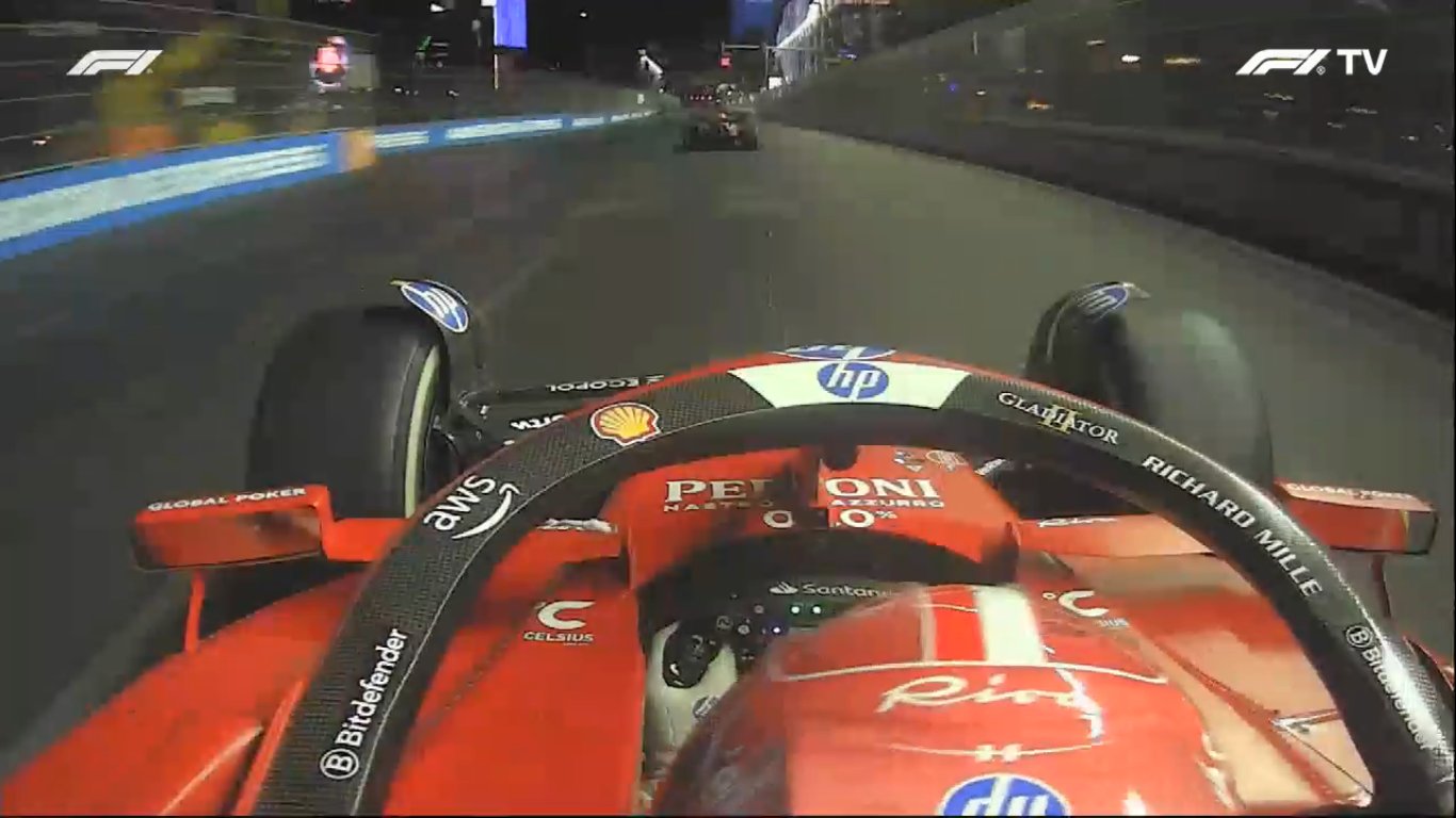 Charles Leclerc onboard in Las Vegas
