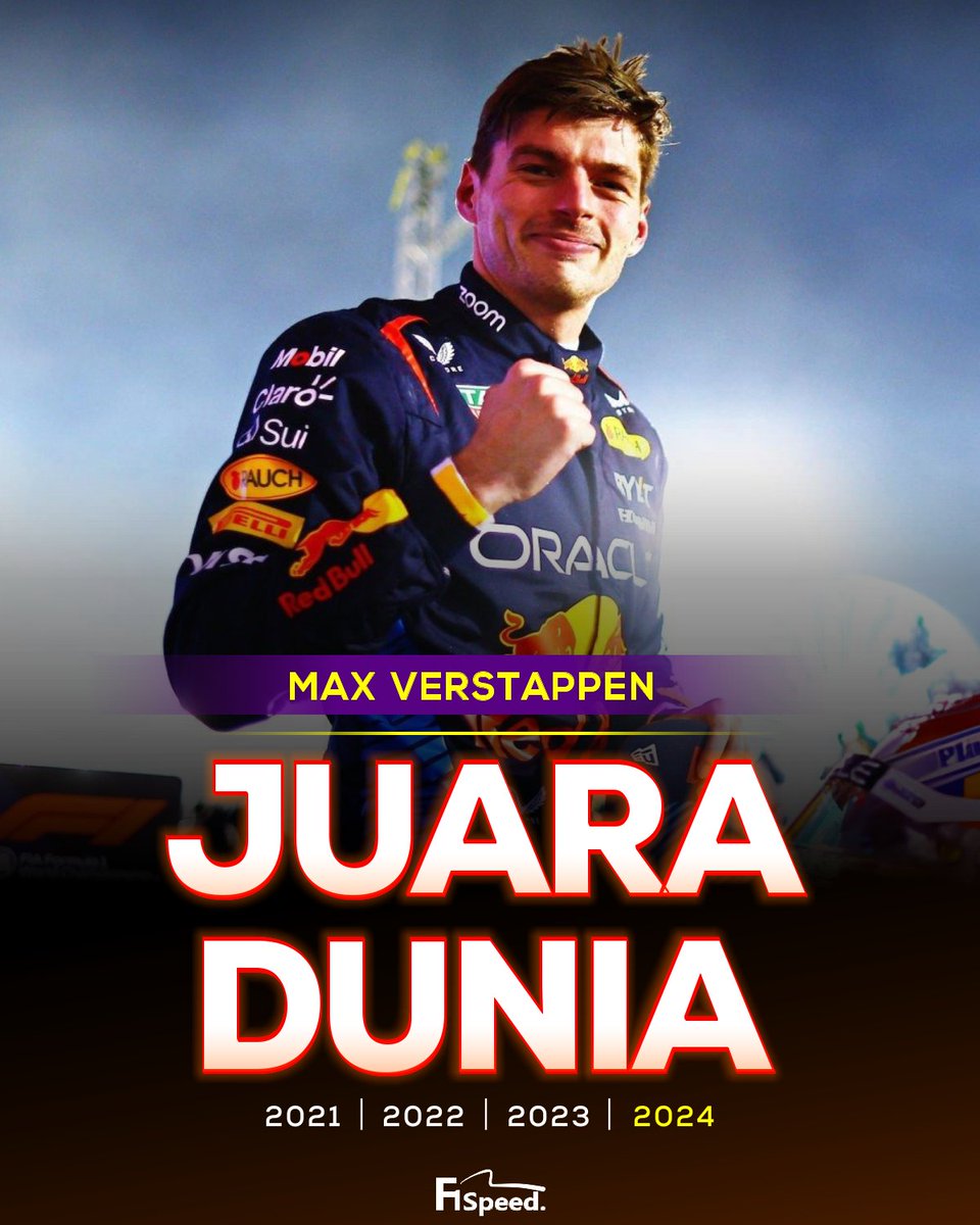 f1speed_indo's tweet image. 🚨 TERKINI - MAX VERSTAPPEN JUARA DUNIA FORMULA 1 MUSIM 2024

🏆 2021
🏆 2022
🏆 2023
🏆 2024

🔥🔥🔥🔥🔥