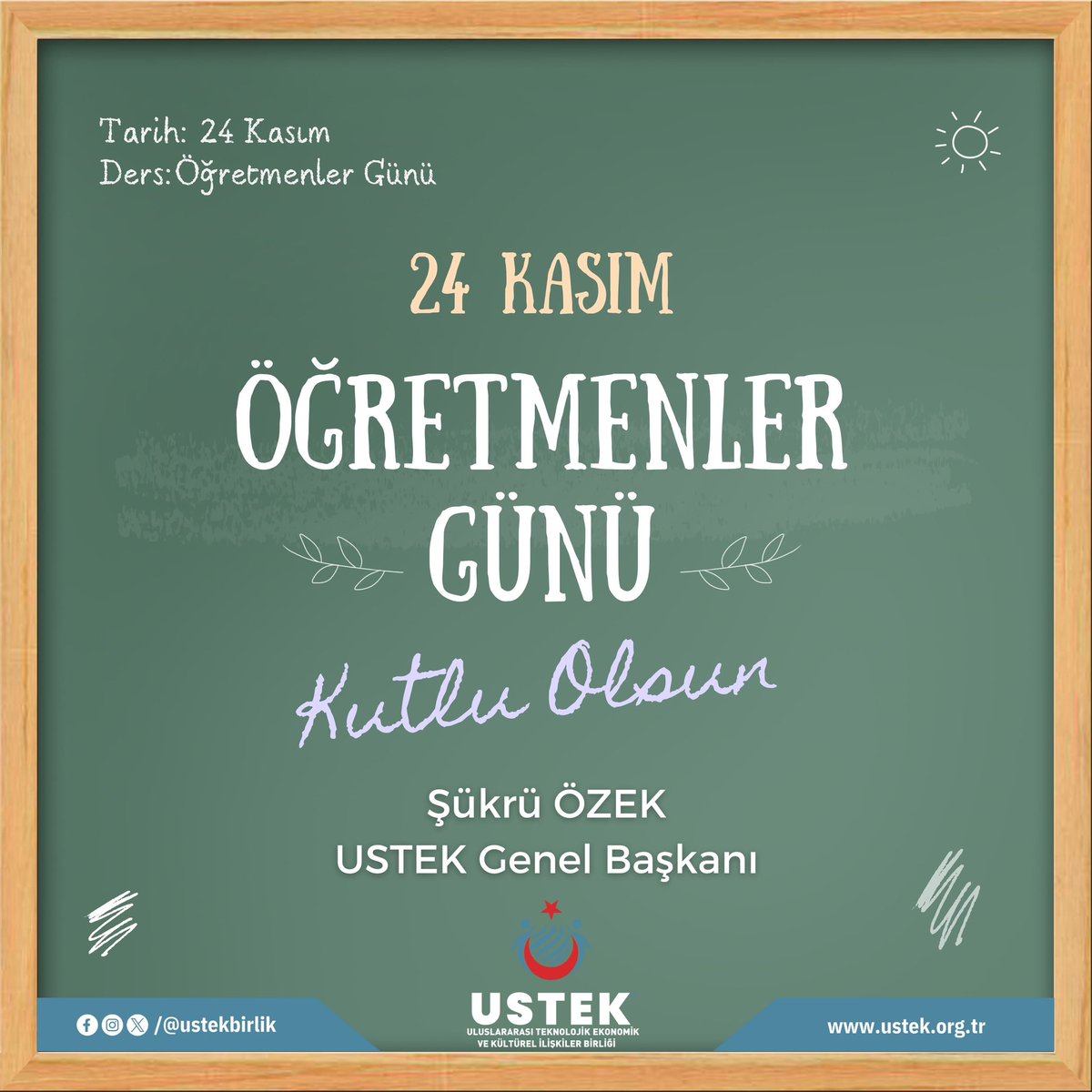Öğretmenler, bir milletin geleceğini inşa eden mimarlardır.

Şehit öğretmenlerimiz ve ebediyete irtihal eden tüm eğitimcilerimizi rahmetle anıyor, ülkemizin aydınlık yarınları için emek veren öğretmenlerimizin #24Kasım #ÖğretmenlerGünü 'nü kutluyorum.