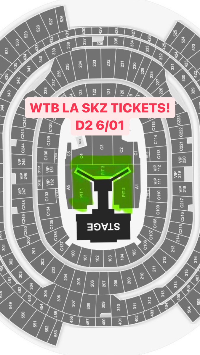 breadyoongs's tweet photo. WTB VIP SKZ LA D2 6/01 TICKETS‼️

- looking for 2 tickets, VIP PIT or seated in section C2-C4, closer to the stage is preferred
- please be willing to video call during the transaction! 

#StrayKids_dominATE #StrayKids https://t.co/Dm6QFMCk6p