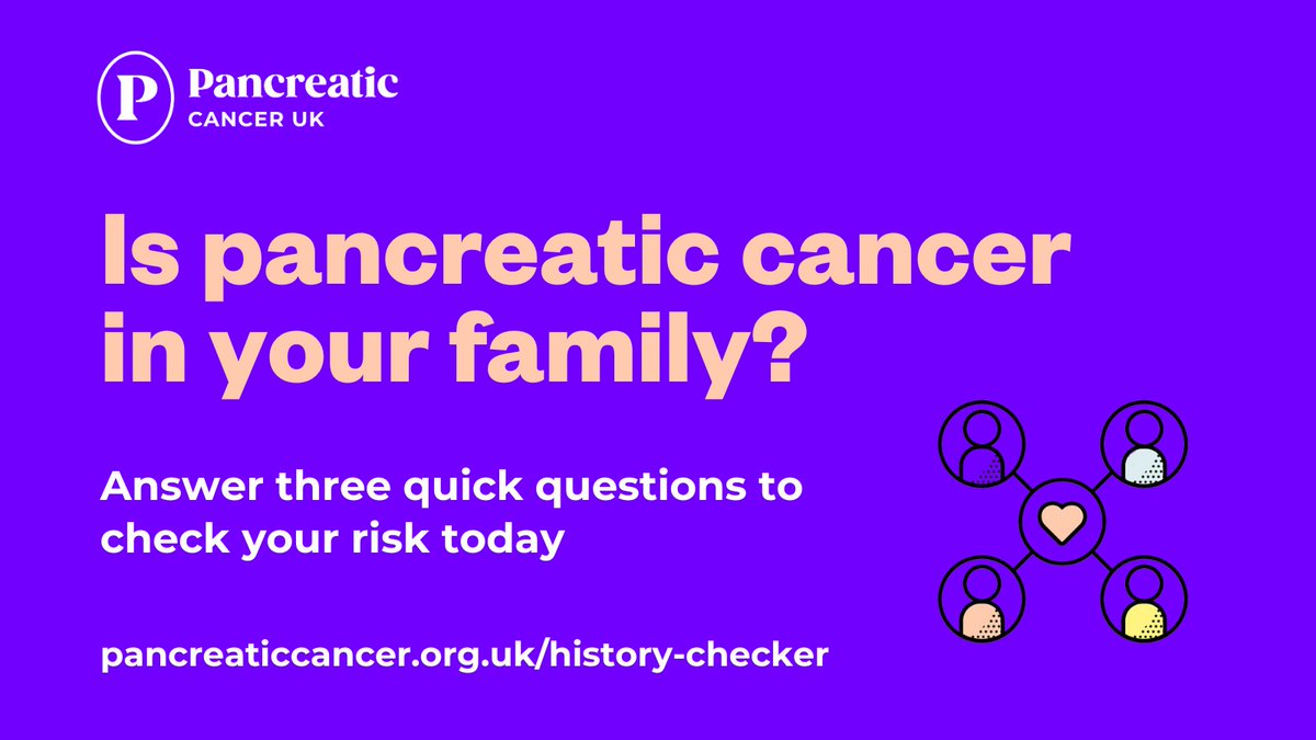 NHS Kent and Medway Cancer Alliance (@nhskmca) on Twitter photo 1 in 10 cases of #PancreaticCancer run in families. <a href="/PancreaticCanUK/">Pancreatic Cancer UK</a>'s Family History Checker can help identify people with a family history of pancreatic cancer who may benefit from regular monitoring that could save their lives bit.ly/3MB6ALh #PCUKHistoryChecker 1 in 10 cases of #PancreaticCancer run in families. <a href="/PancreaticCanUK/">Pancreatic Cancer UK</a>'s Family History Checker can help identify people with a family history of pancreatic cancer who may benefit from regular monitoring that could save their lives bit.ly/3MB6ALh #PCUKHistoryChecker