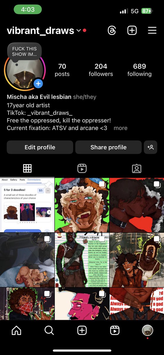 VibrantDraws's tweet photo. I’m gonna delete Twitter I really only use it for my priv account so no need for it I’m more active on insta and or discord . If you want my discord you can dm me on instagram! https://t.co/ABtglXV85j
