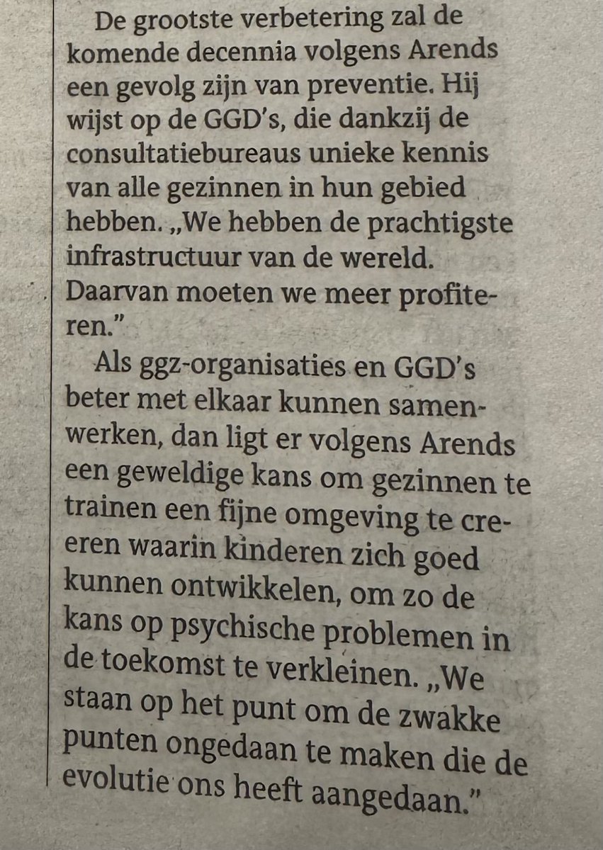 Uit het Dagblad van het Noorden 23-11-2024 Hier spreekt een ervaren psychiater die met pensioen gaat.
Over de prachtigste infrastructuur in de zorg naar gezinnen. Bezuinig daar dus niet op! @johanarendsggz
