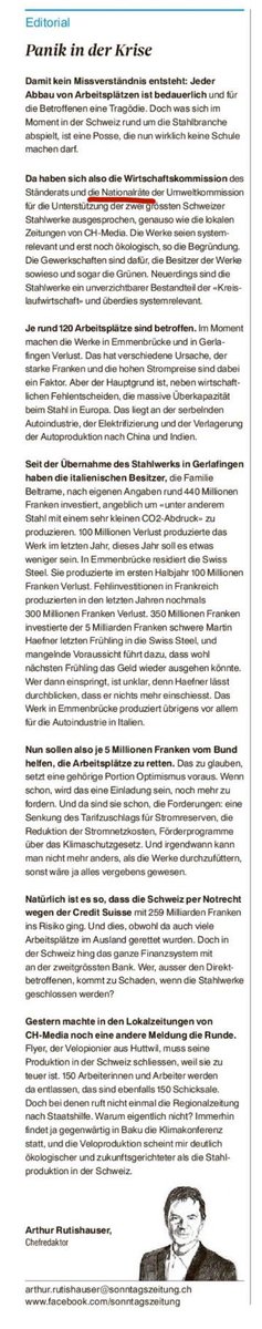 Zutreffender Kommentar in der <a href="/sonntagszeitung/">SonntagsZeitung</a>. Allerdings greift „Nationalräte“ zu kurz. Es hat zum Glück auch zahlreiche weibliche Mitglieder in Kommission - und Nationalräte, die nicht mitgemacht haben. #stromreservegesetz #stahlindustrie